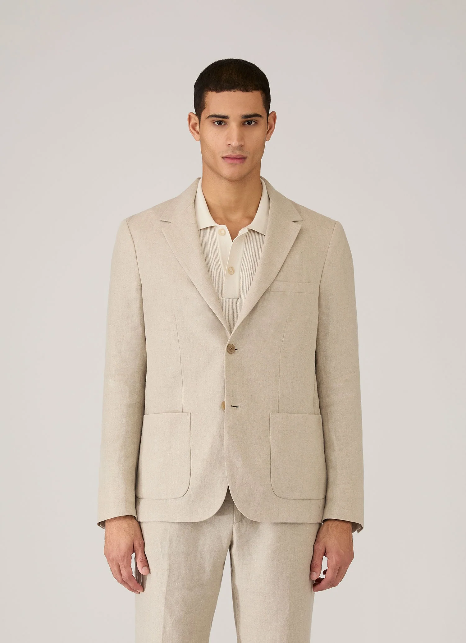 Men's Linen Blazer in Sand - Image 2
