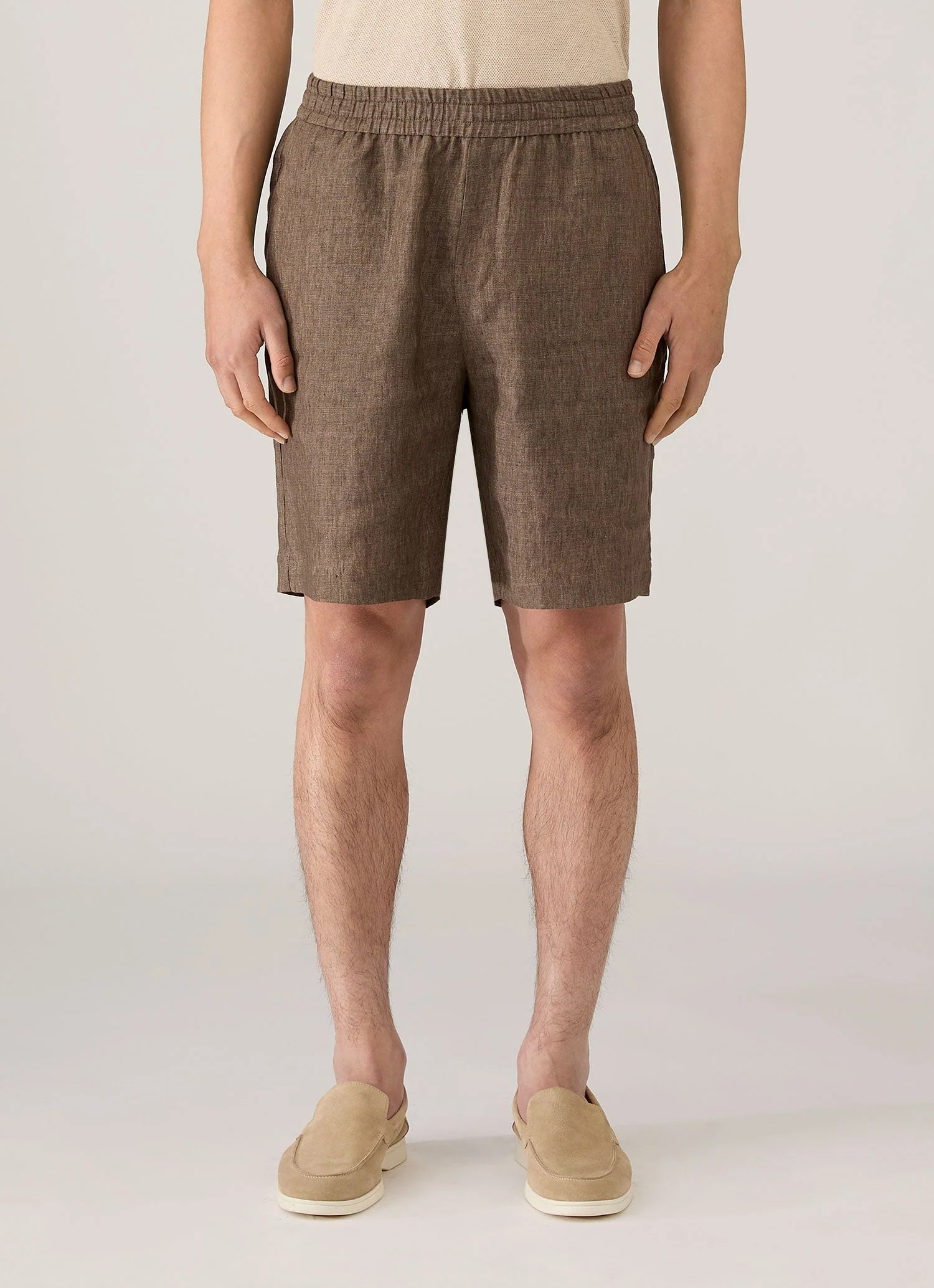 Men's Linen Drawstring Short in Dark Walnut - Image 2