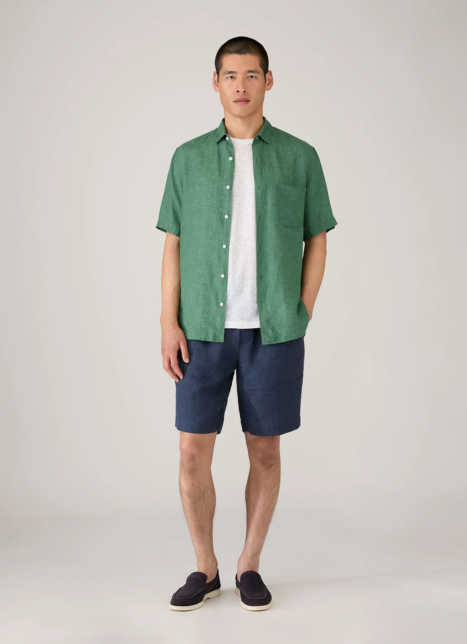 Men's Linen Drawstring Short in Light Navy - Image 3