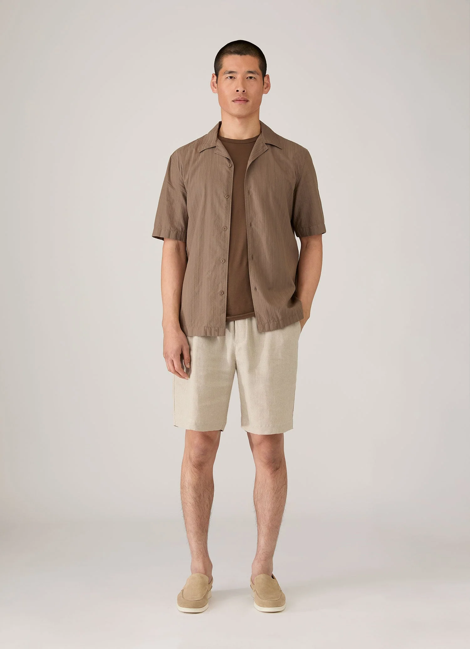 Men's Linen Drawstring Short in Sand - Image 3