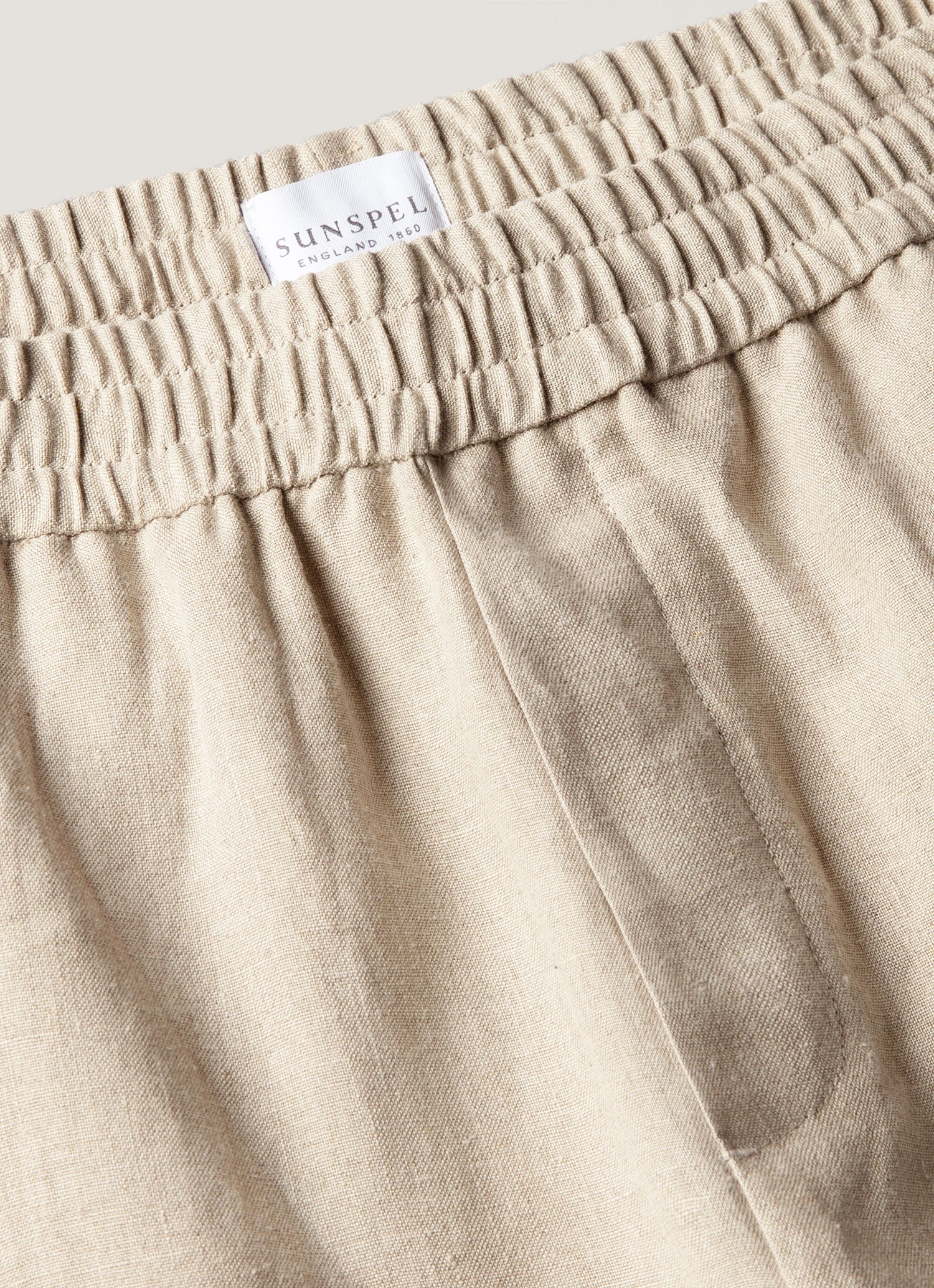Men's Linen Drawstring Short in Sand - Image 4