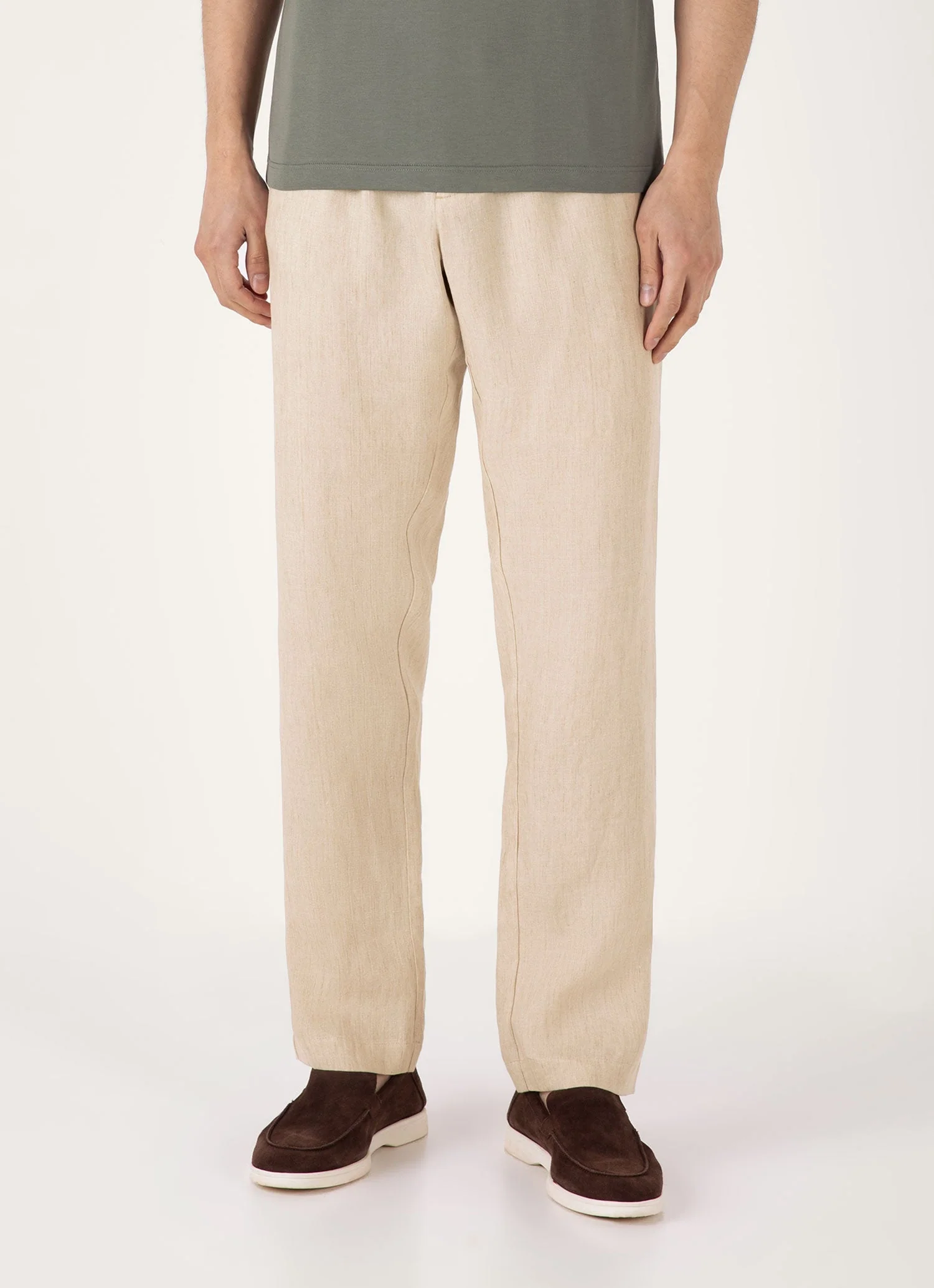 Men's Linen Drawstring Trouser in Light Sand - Image 2