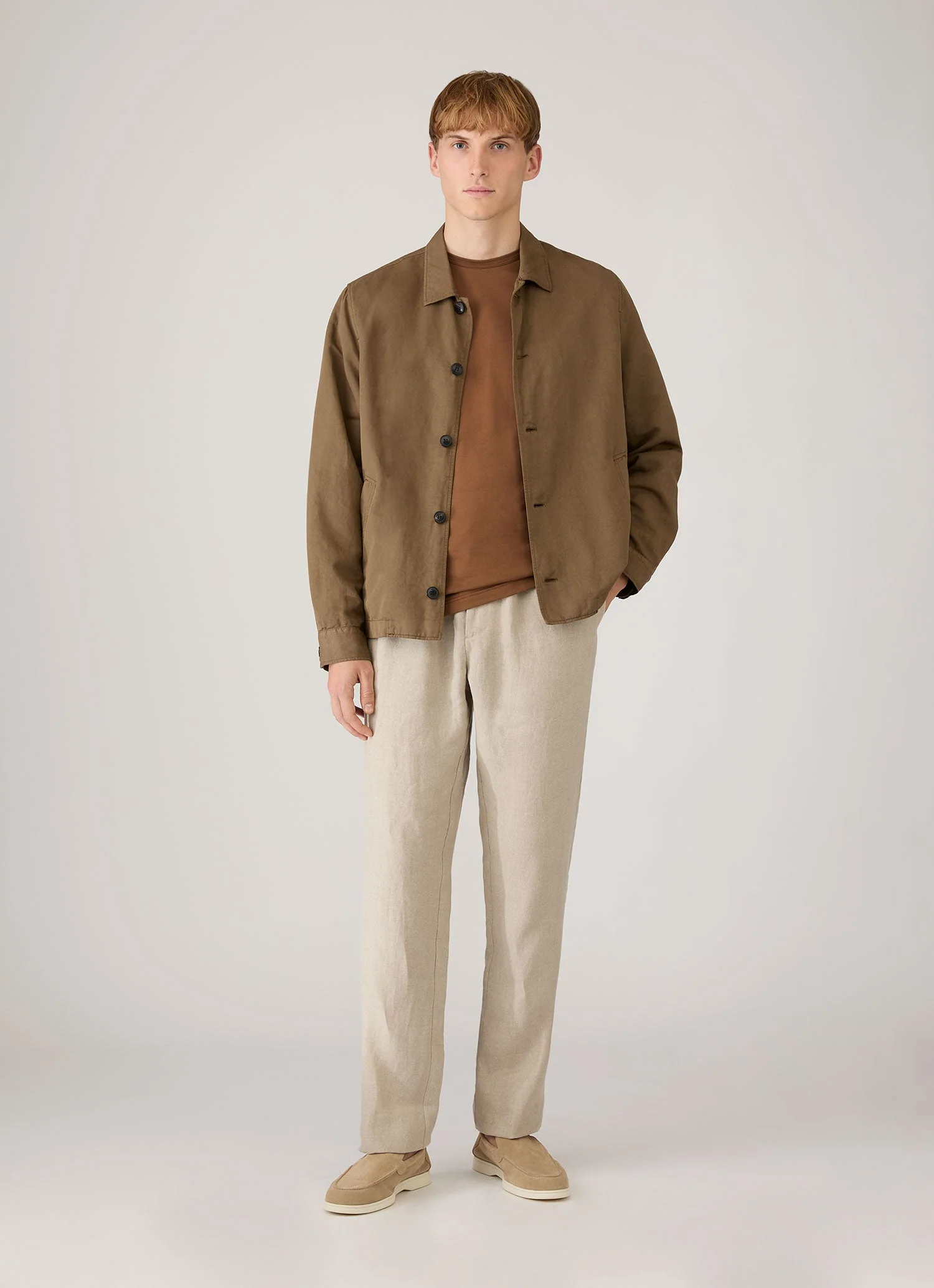 Men's Linen Drawstring Trouser in Sand - Image 3