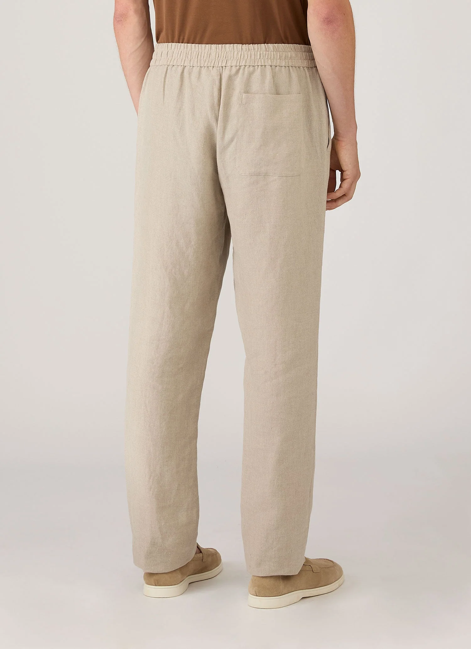 Men's Linen Drawstring Trouser in Sand - Image 5
