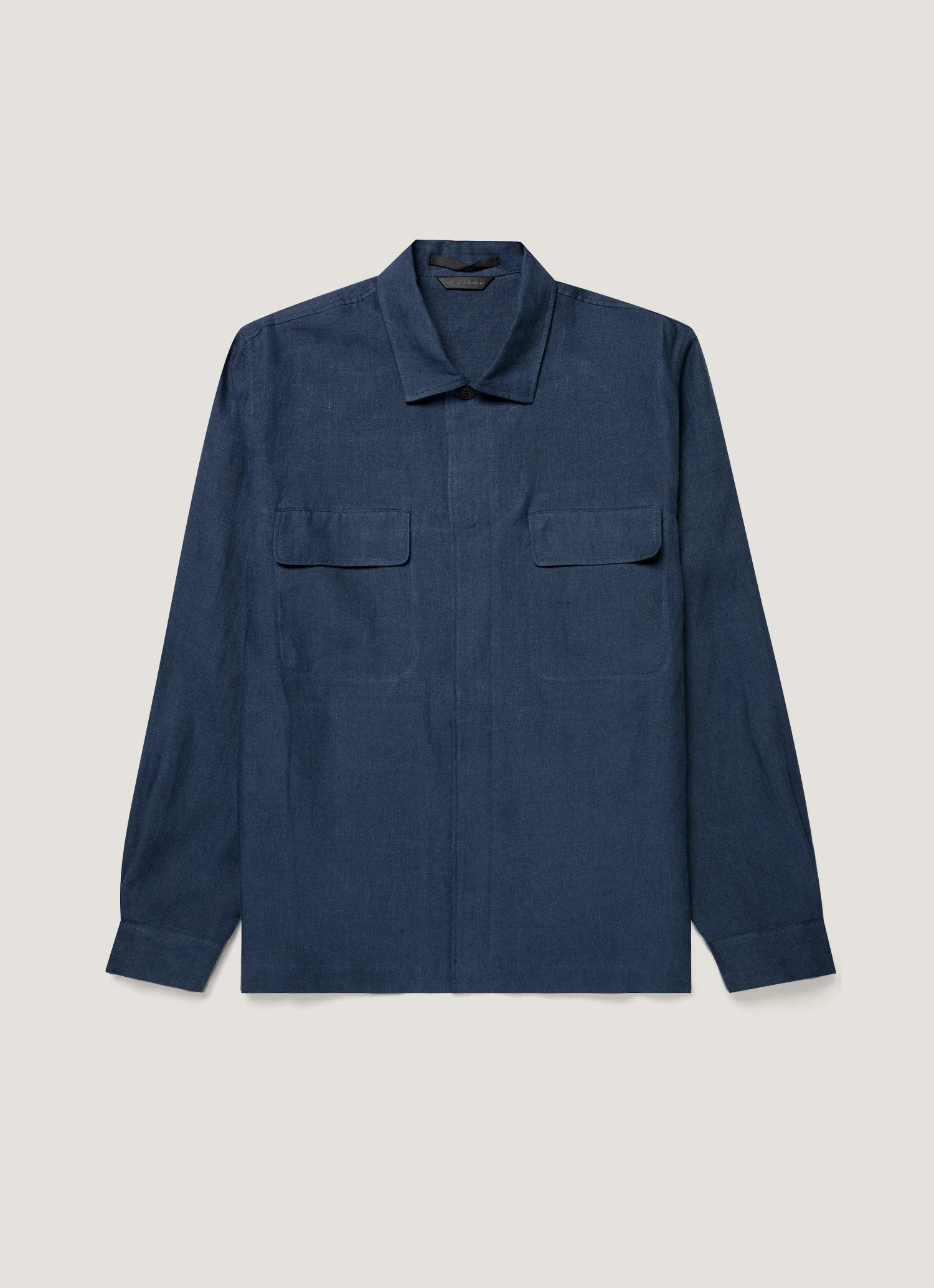 Men's Linen Overshirt in Light Navy