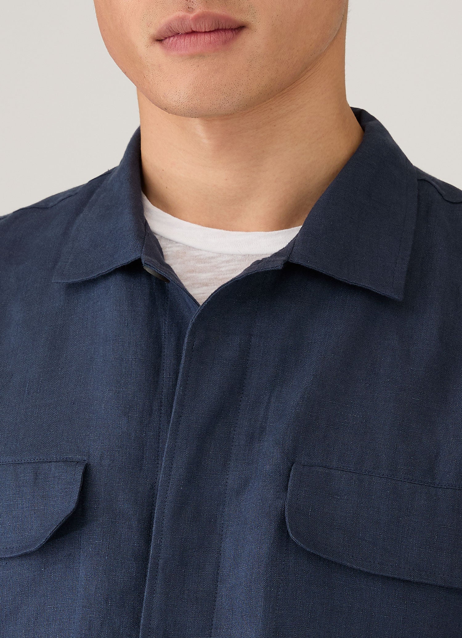 Men's Linen Overshirt in Light Navy - Image 6