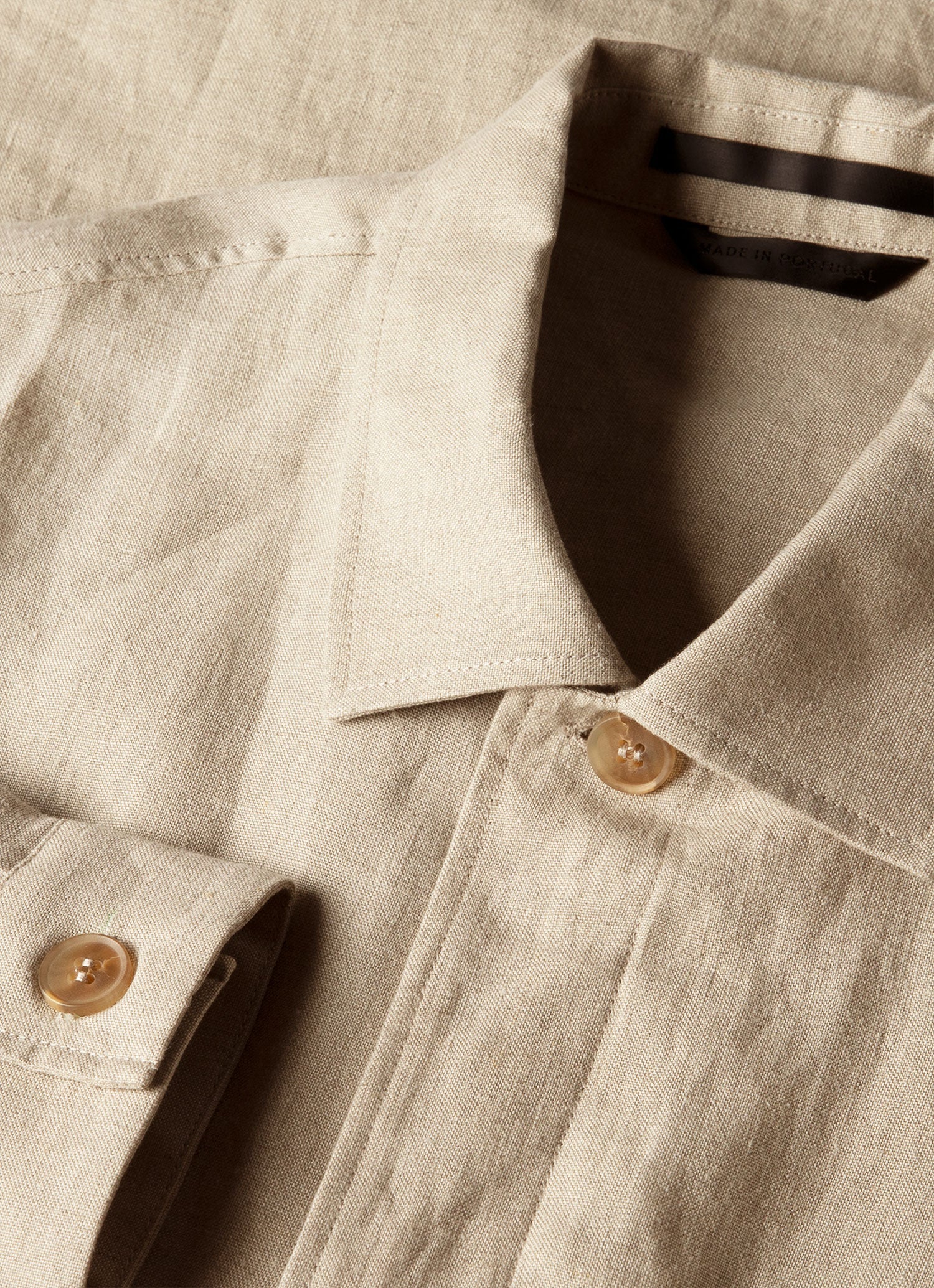 Men's Linen Overshirt in Sand - Image 4