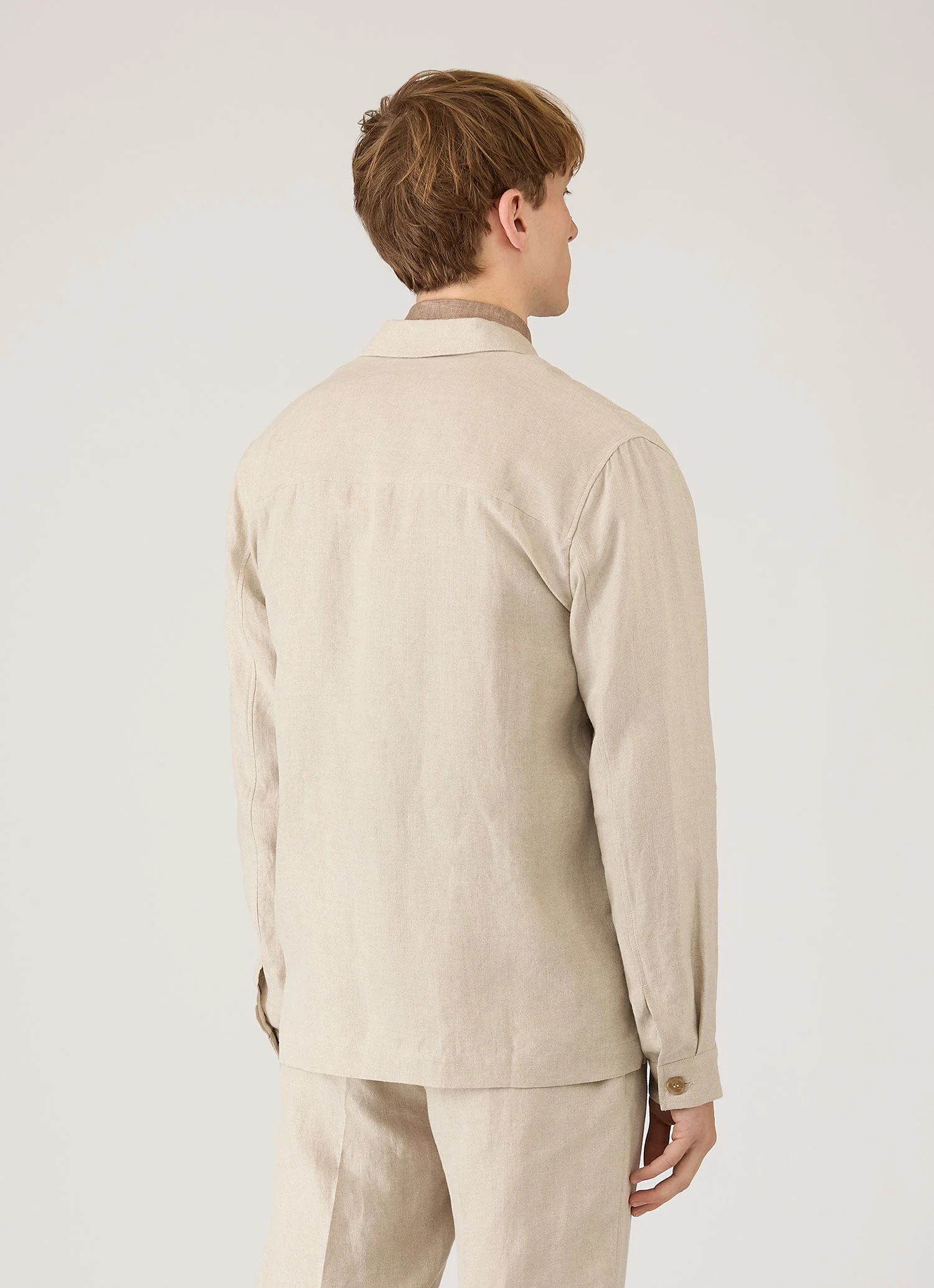 Men's Linen Overshirt in Sand - Image 5
