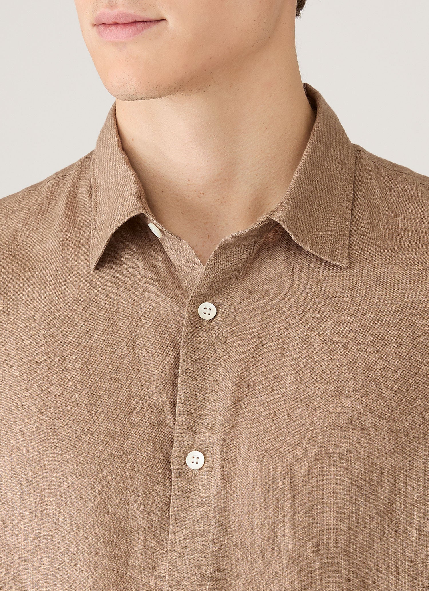 Men's Linen Shirt in Walnut - Image 6
