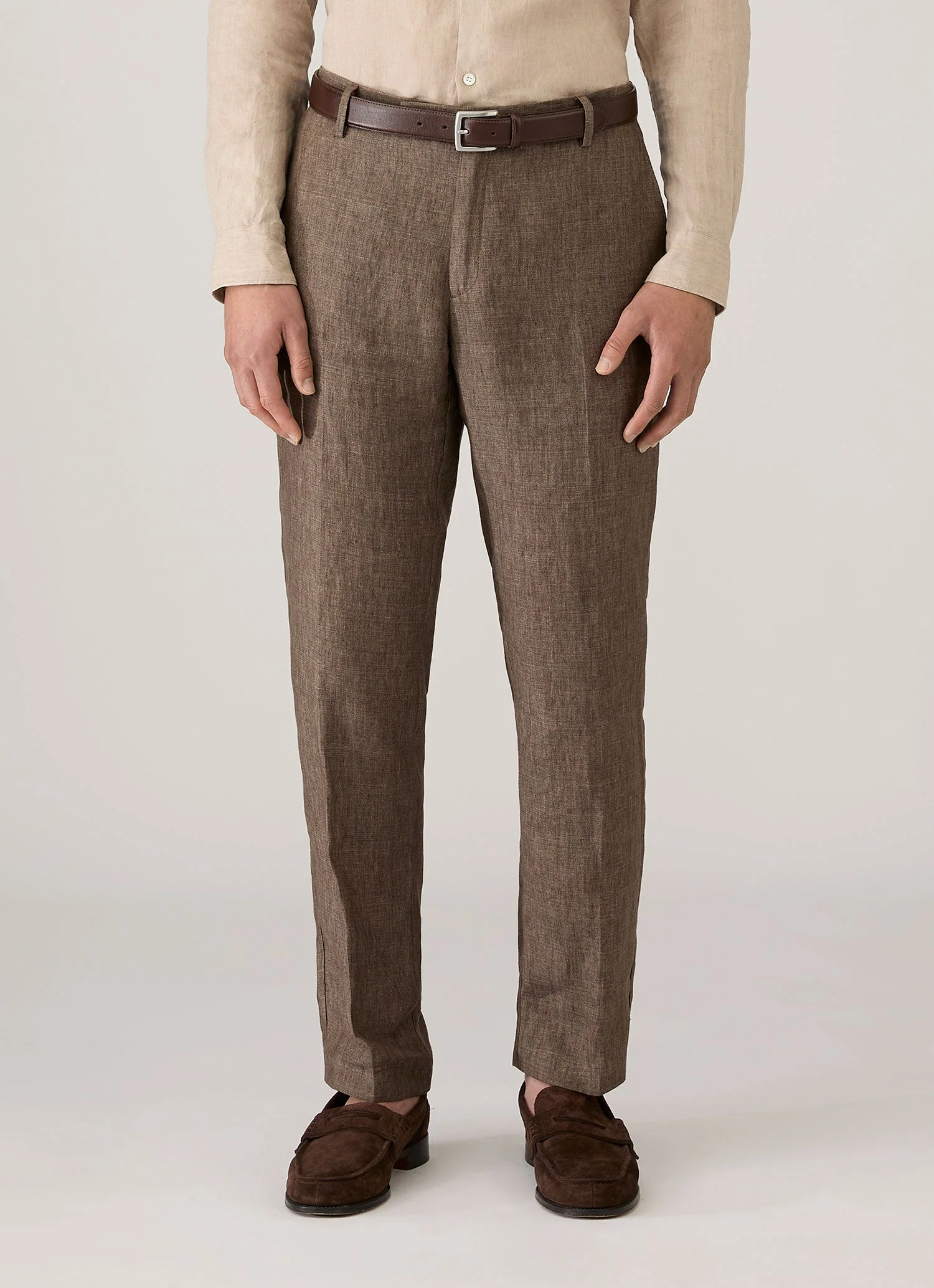 Men's Linen Trouser in Dark Walnut - Image 2