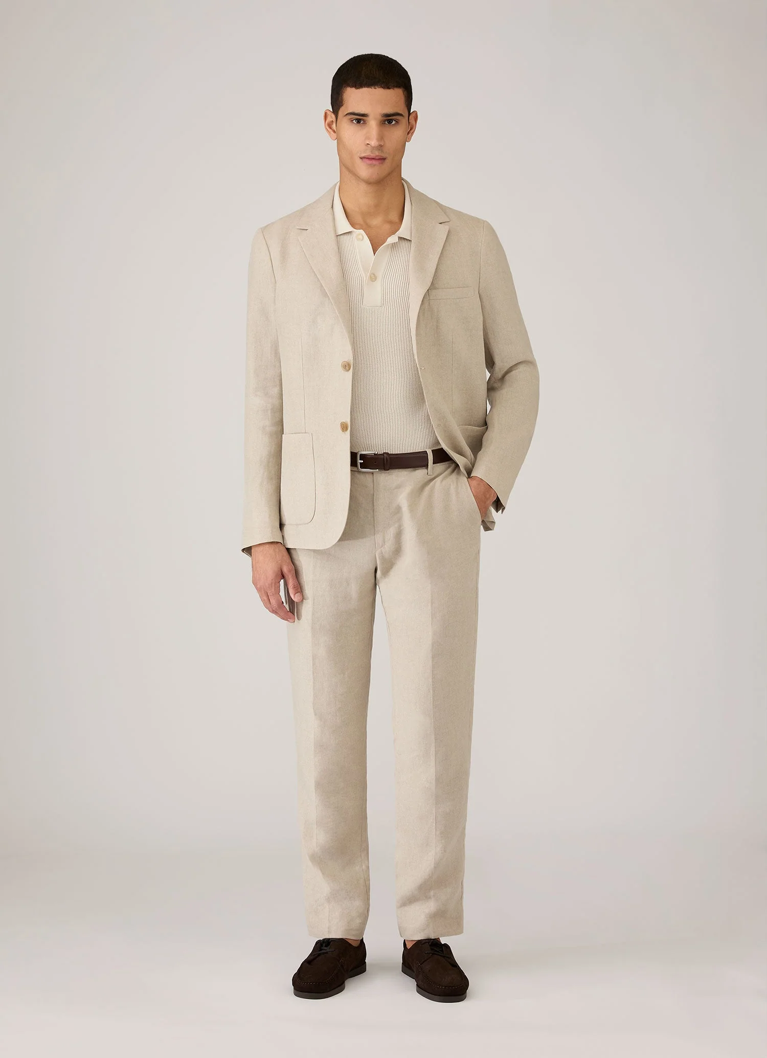 Men's Linen Two-Piece Suit in Sand - Image 2