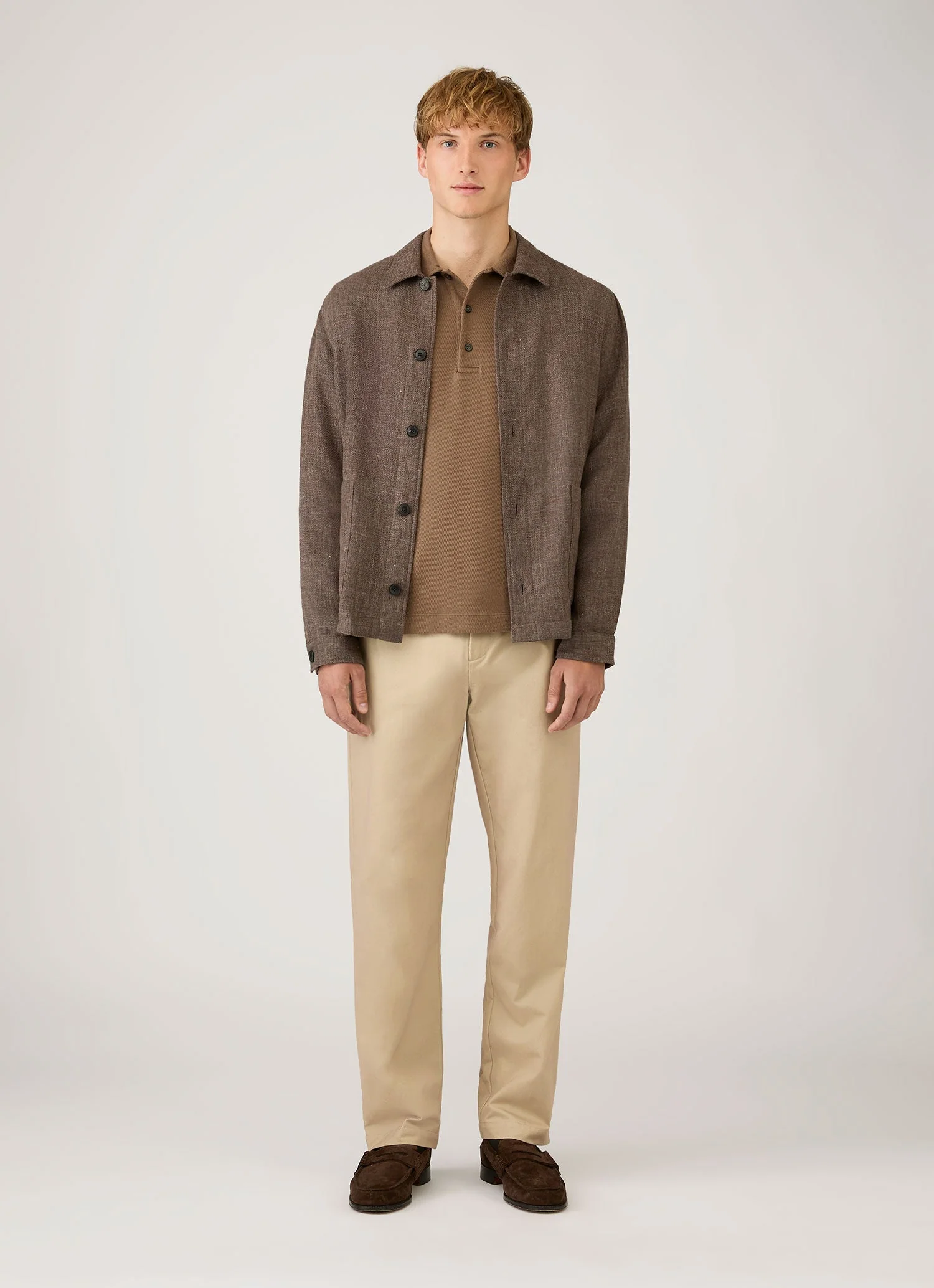 Men's Long Sleeve Cellulock Polo Shirt in Dark Cedar - Image 3