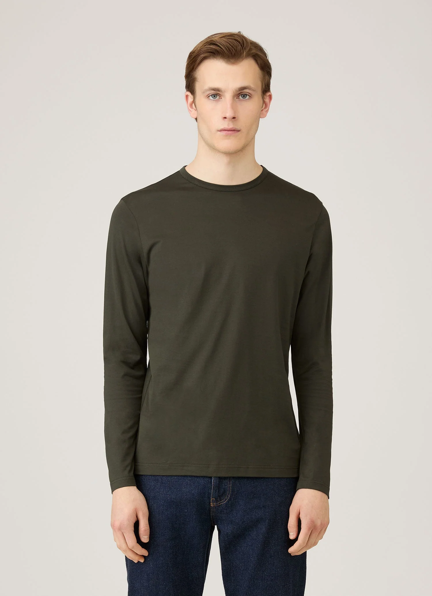 Men's Long Sleeve Classic T-shirt in Dark Green - Image 2