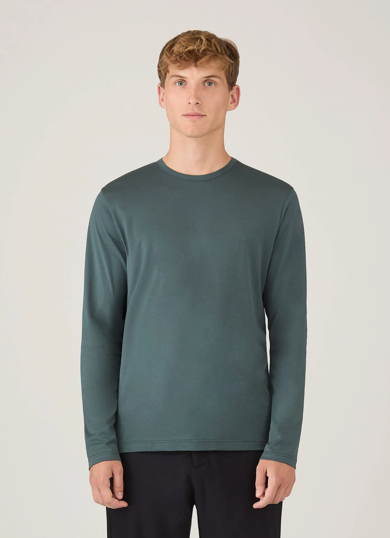 Men's Long Sleeve Classic T-shirt in Dark Petrol - Image 2