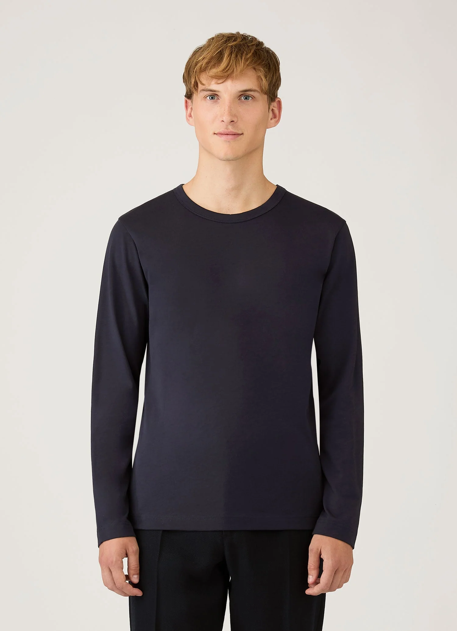 Men's Long Sleeve Heavyweight Jersey T-shirt in Navy - Image 2