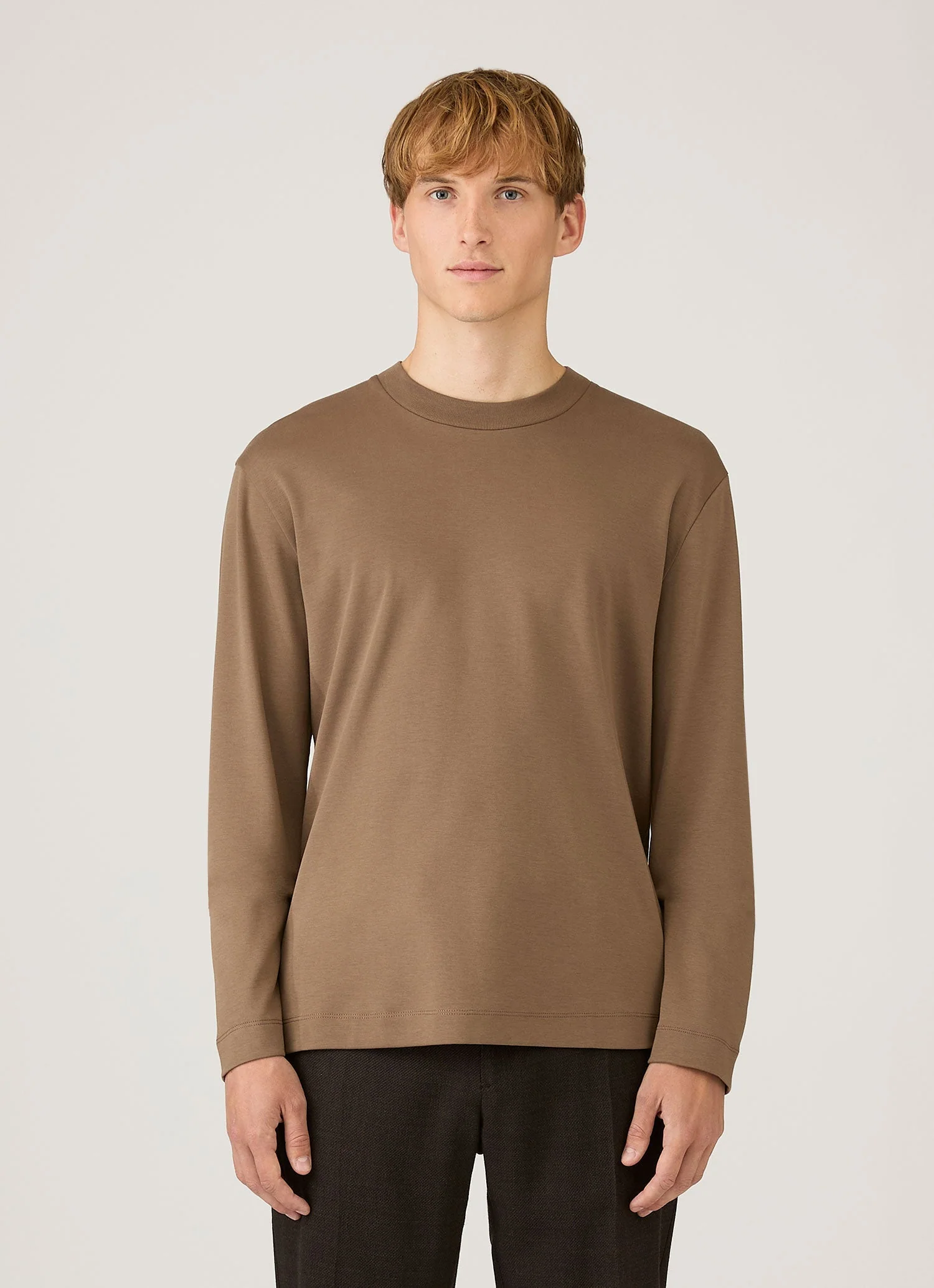 Men's Long Sleeve Heavyweight T-shirt in Dark Cedar - Image 2