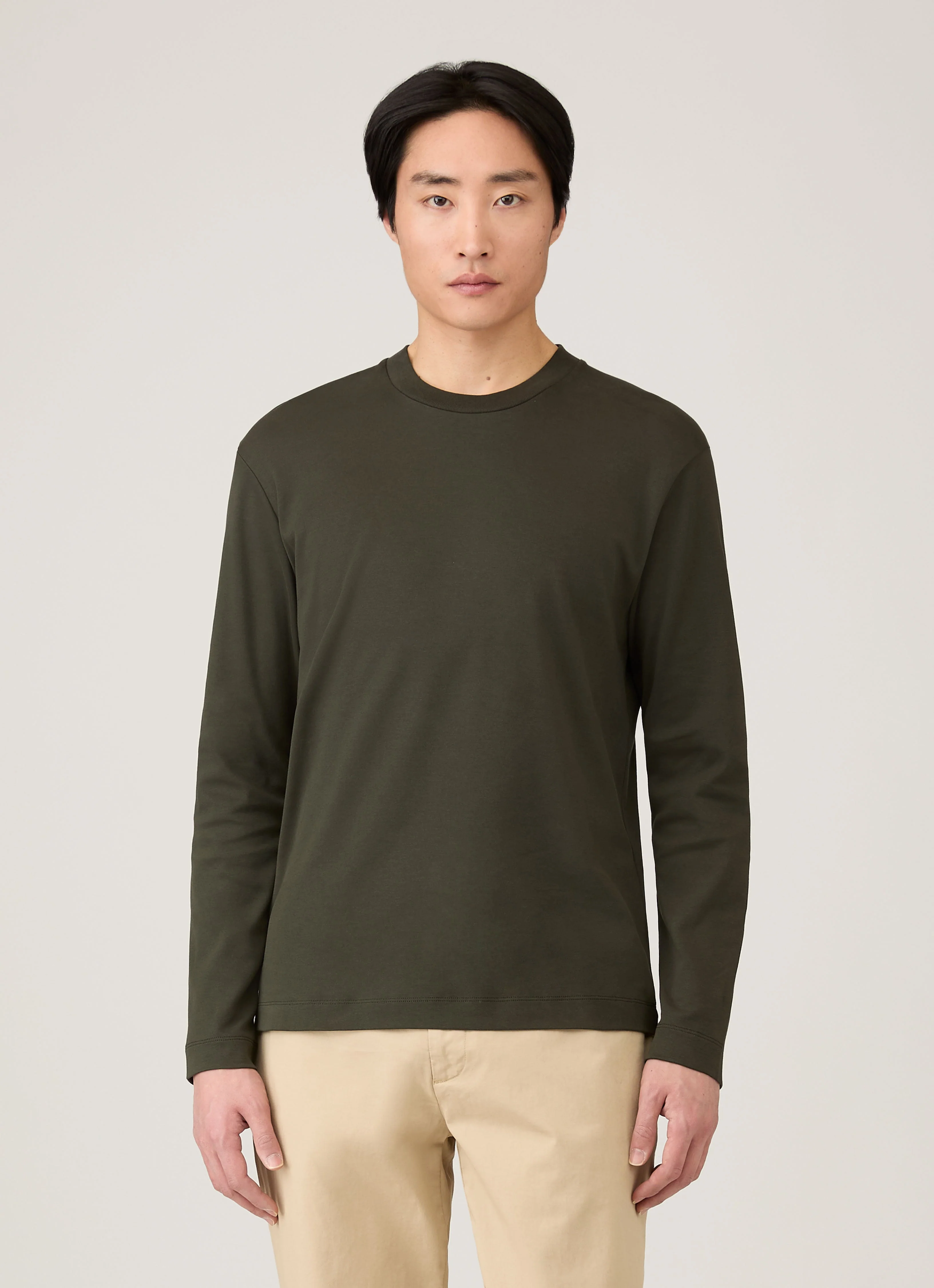 Men's Long Sleeve Heavyweight T-shirt in Dark Green - Image 2