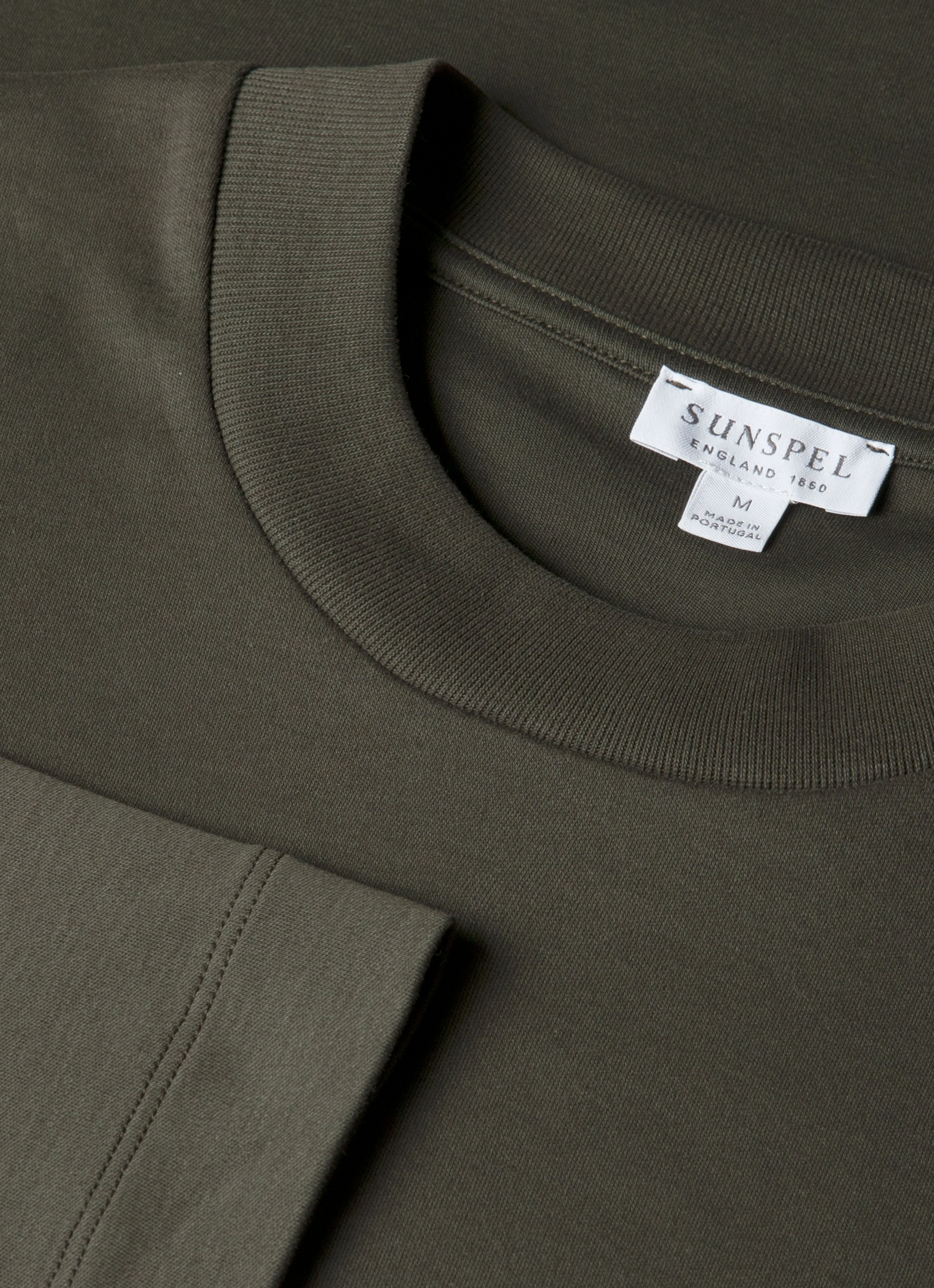 Men's Long Sleeve Heavyweight T-shirt in Dark Green - Image 4