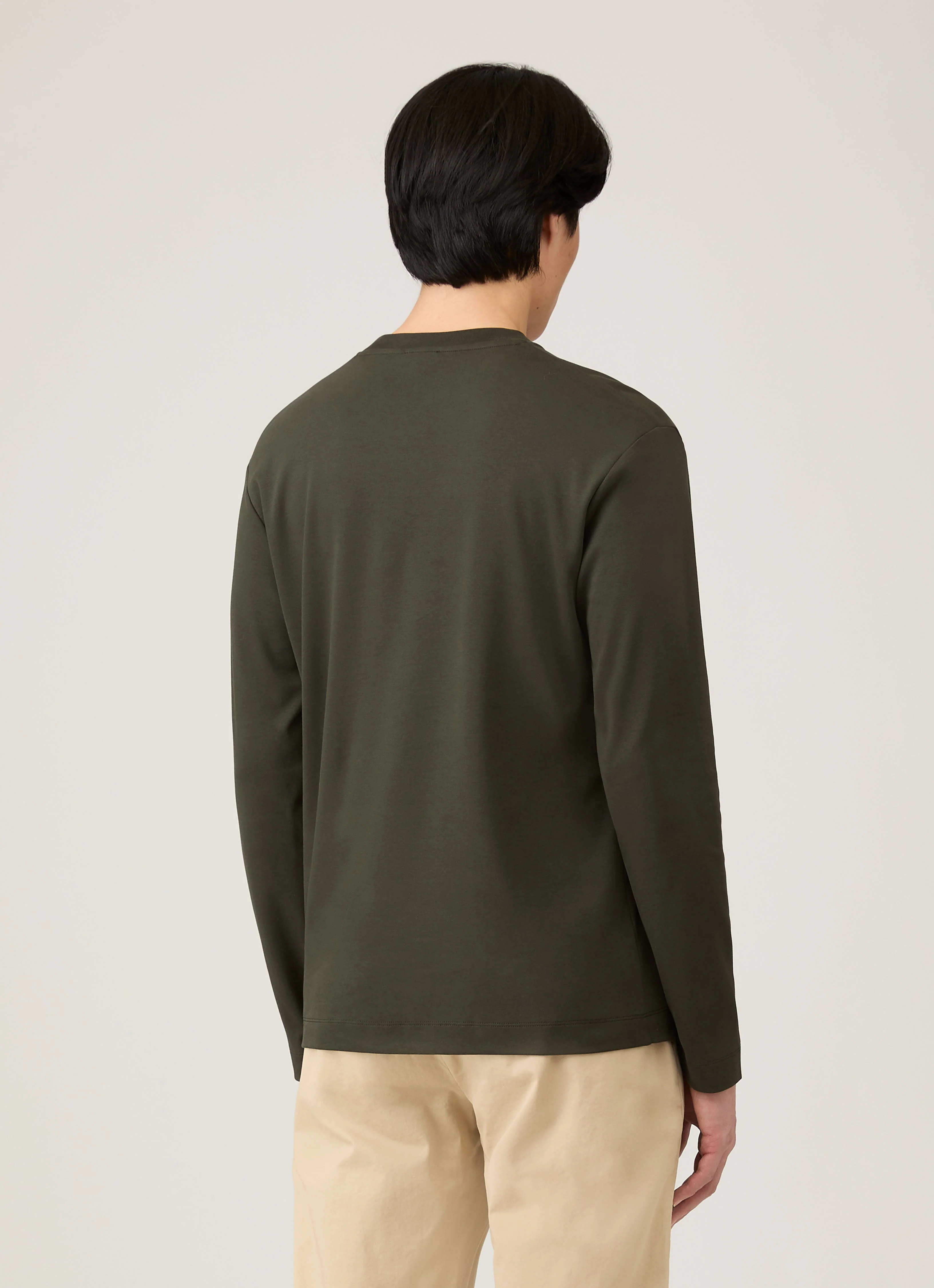 Men's Long Sleeve Heavyweight T-shirt in Dark Green - Image 5