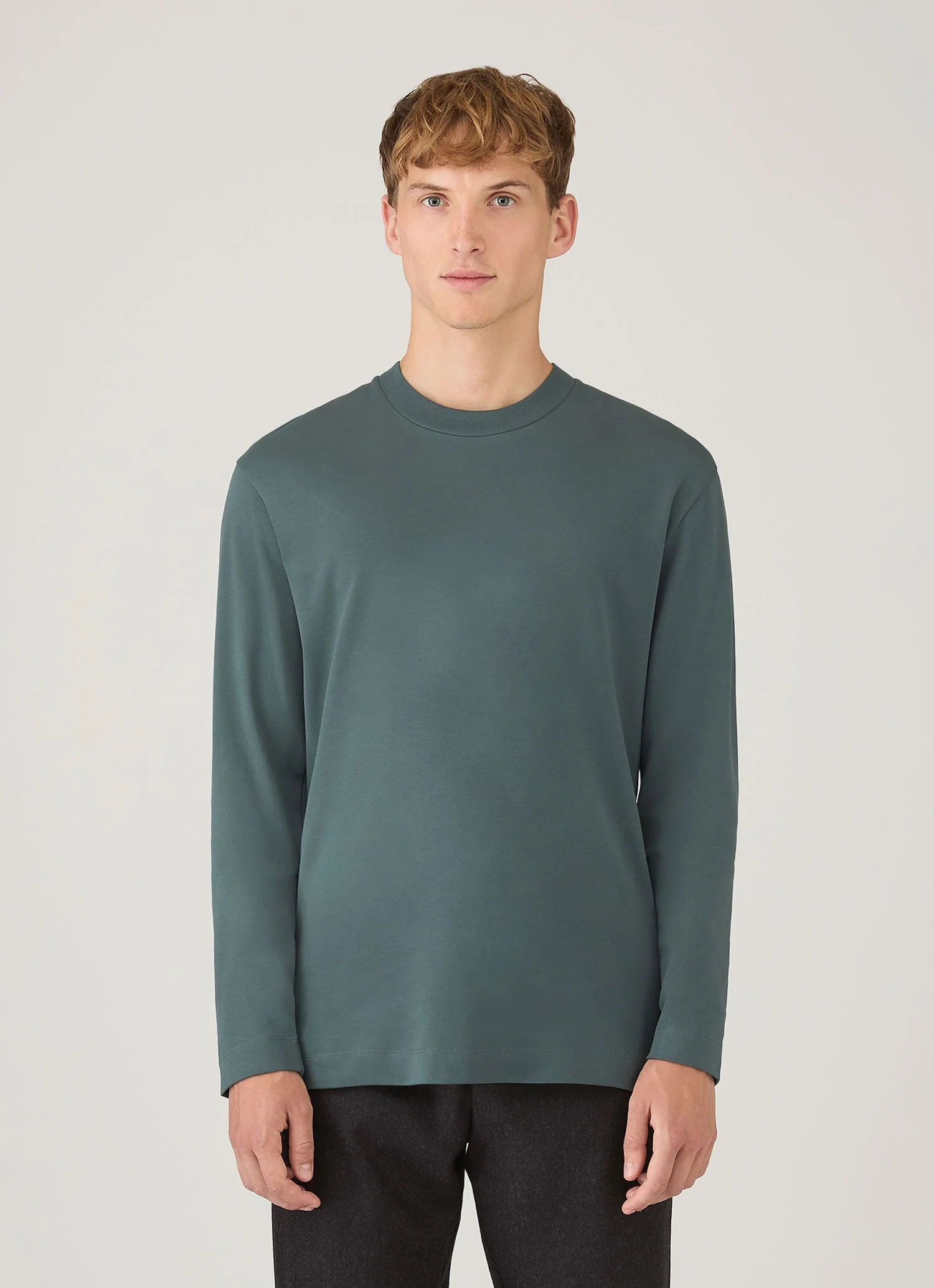 Men's Long Sleeve Heavyweight T-shirt in Dark Petrol - Image 2