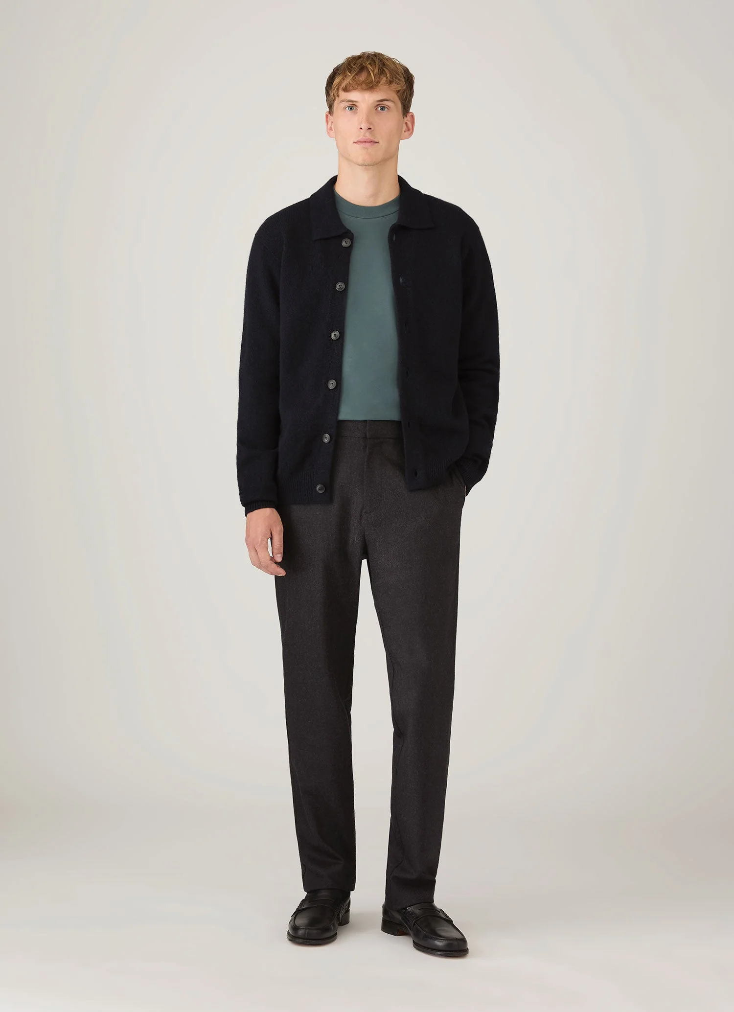 Men's Long Sleeve Heavyweight T-shirt in Dark Petrol - Image 3