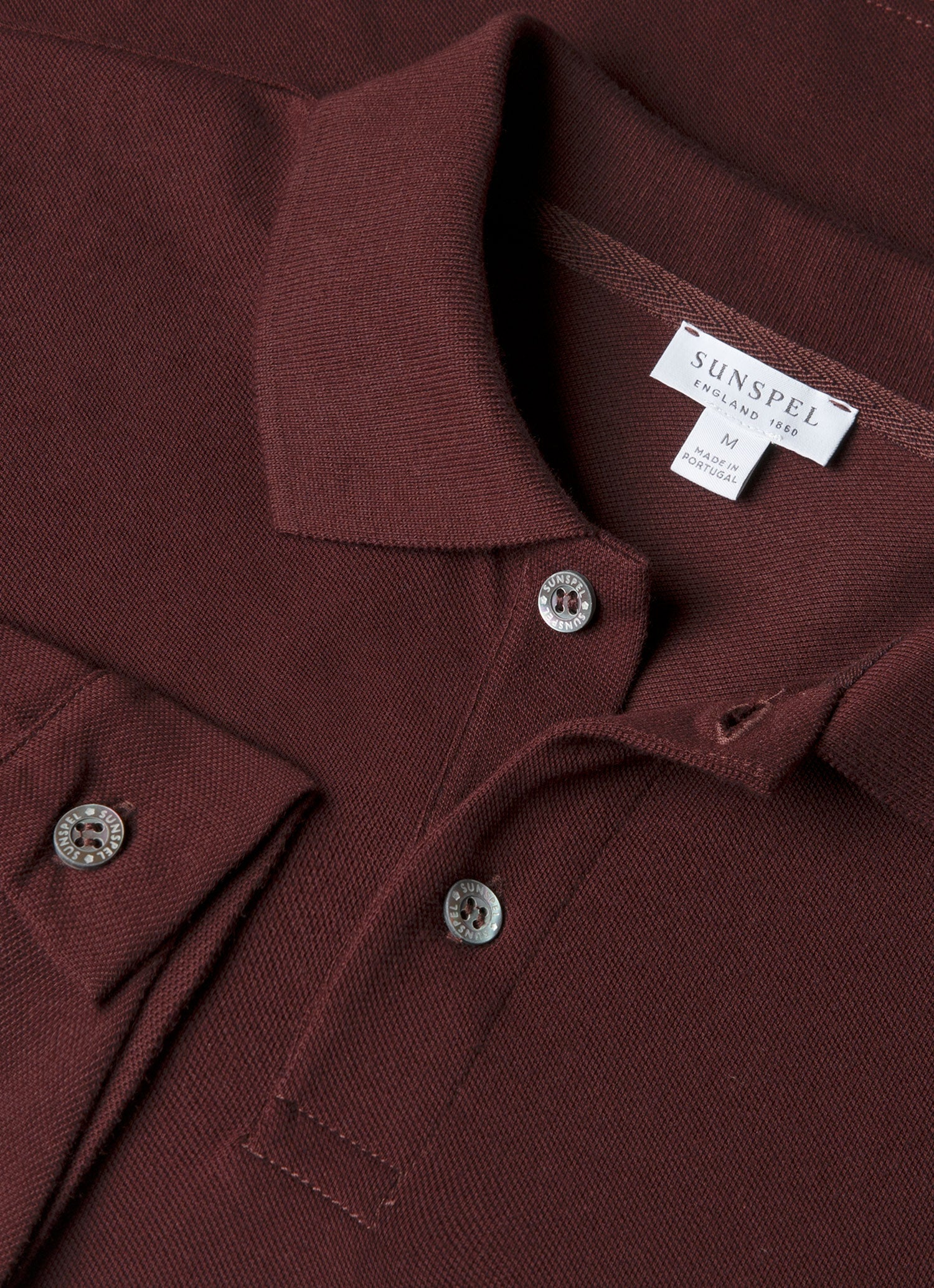 Men's Long Sleeve Piqué Polo Shirt in Bakelite - Image 4