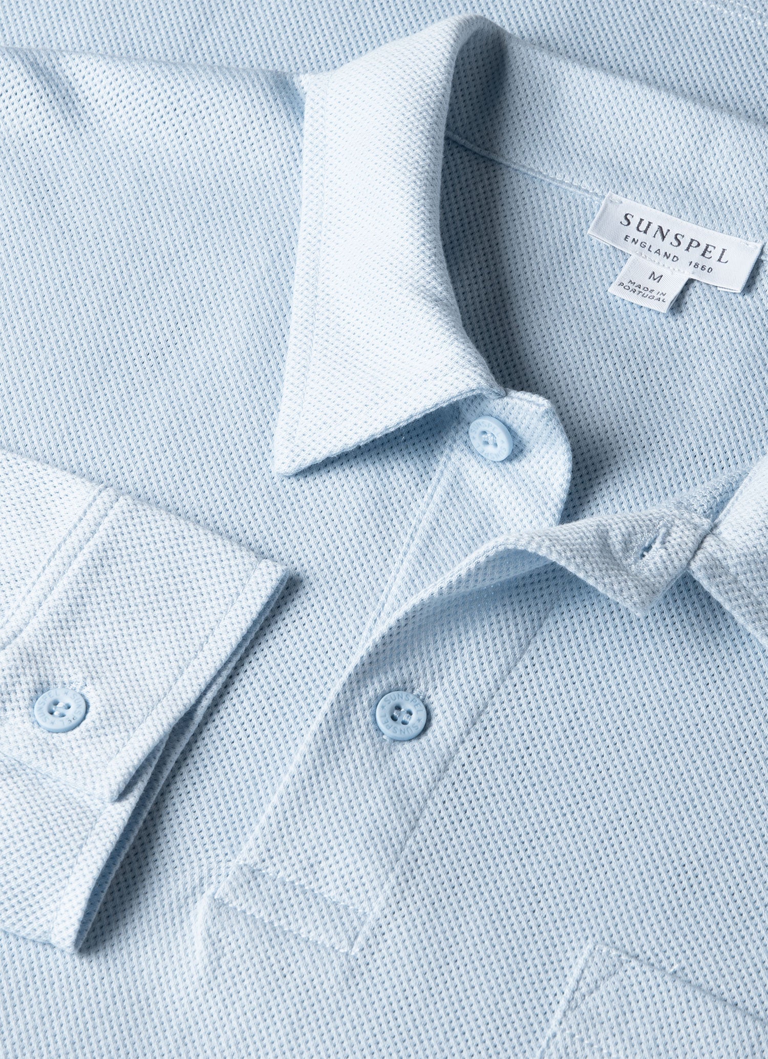 Men's Long Sleeve Riviera Polo Shirt in Frost Blue - Image 4