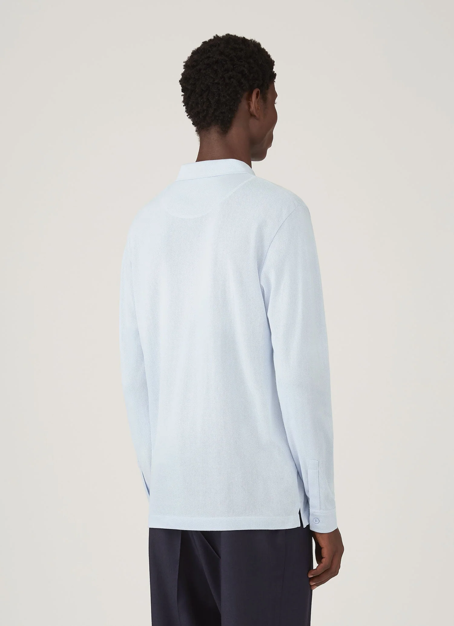 Men's Long Sleeve Riviera Polo Shirt in Frost Blue - Image 5