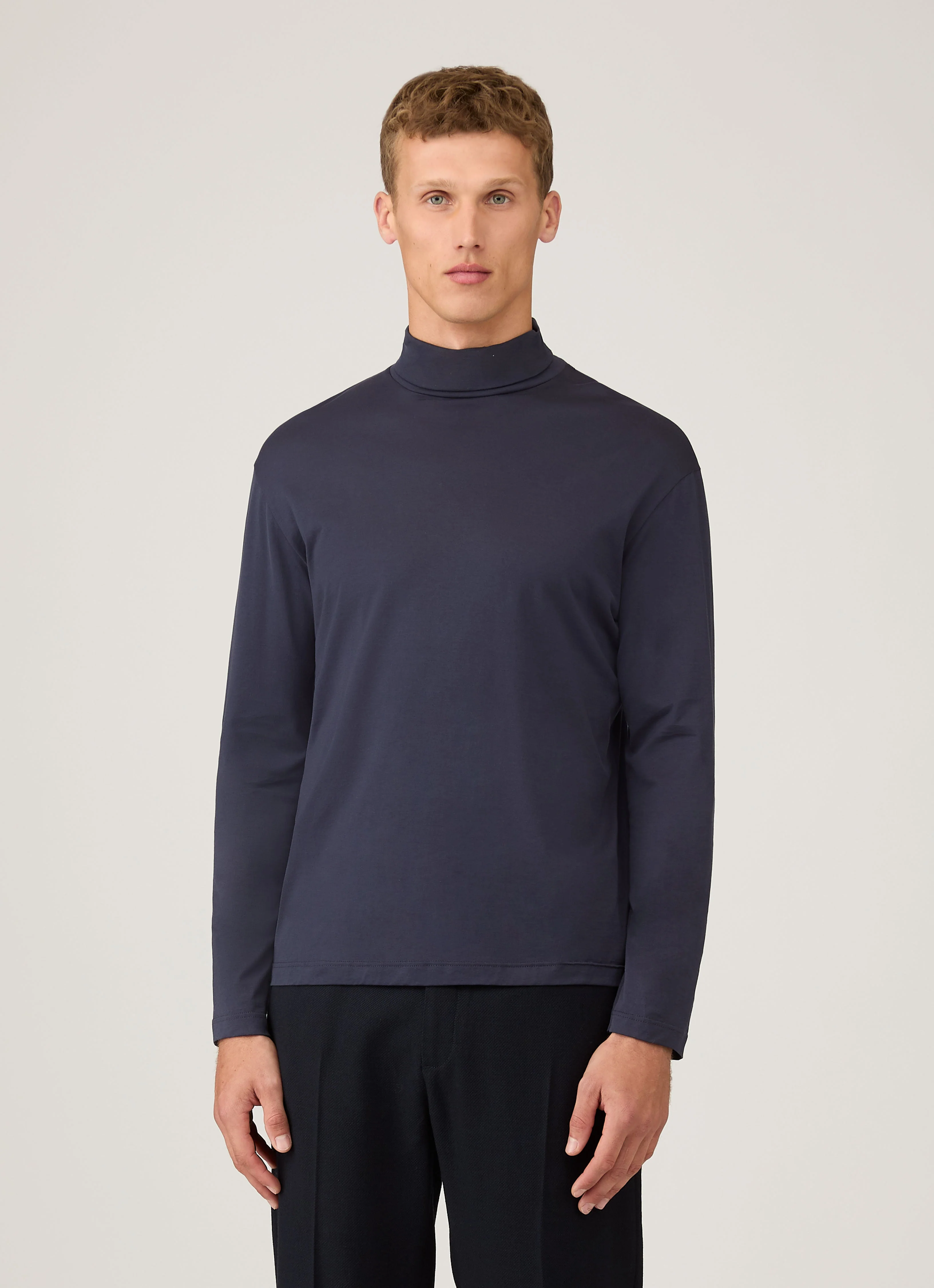 Men's Long Sleeve Roll Neck in Navy - Image 2