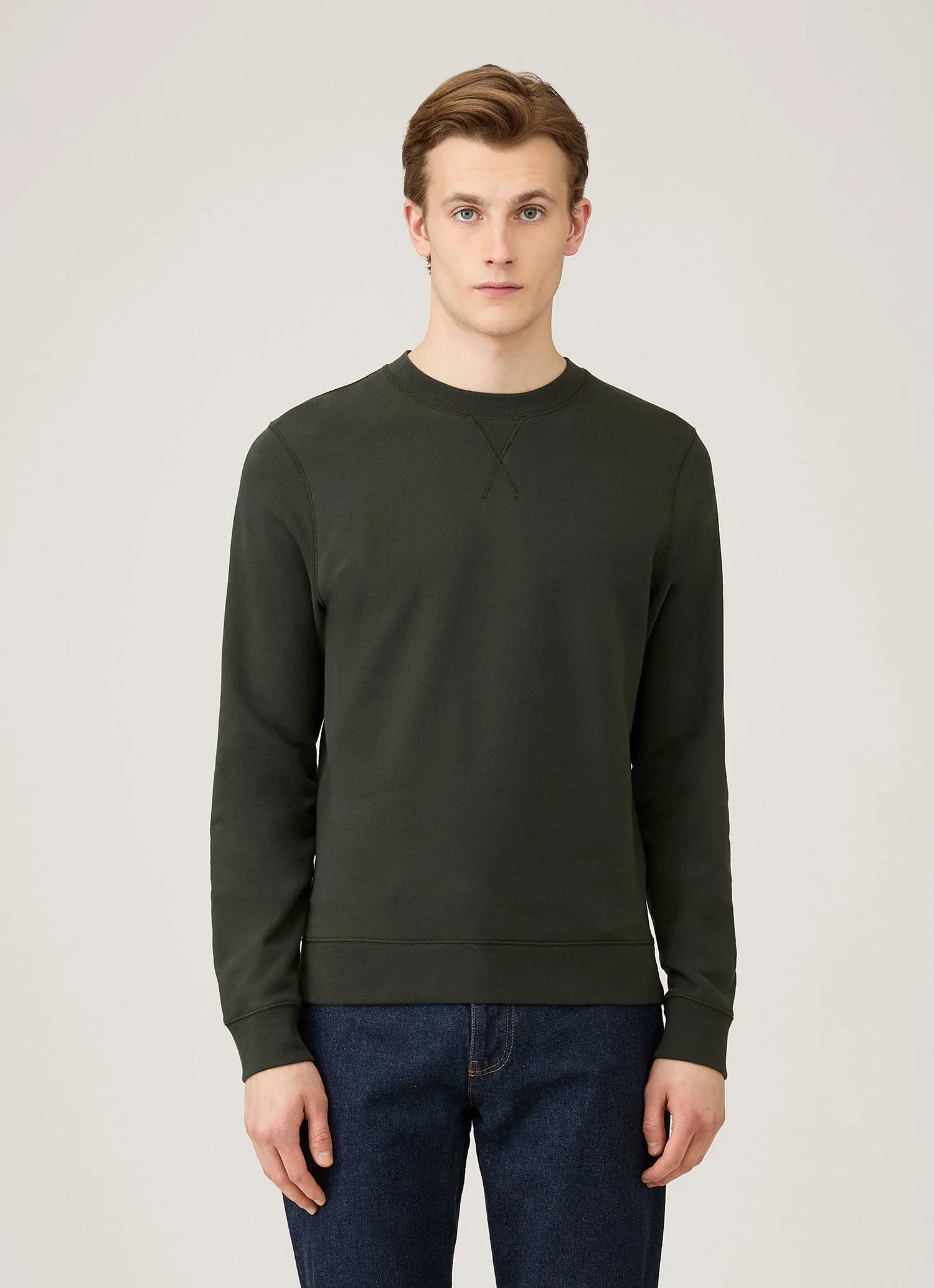 Men's Loopback Sweatshirt in Dark Green - Image 2