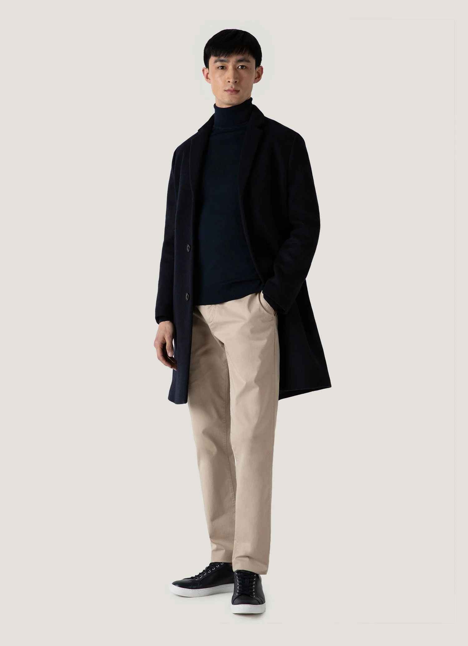 Men's Extra-Fine Merino Roll Neck in Light Navy - Image 3