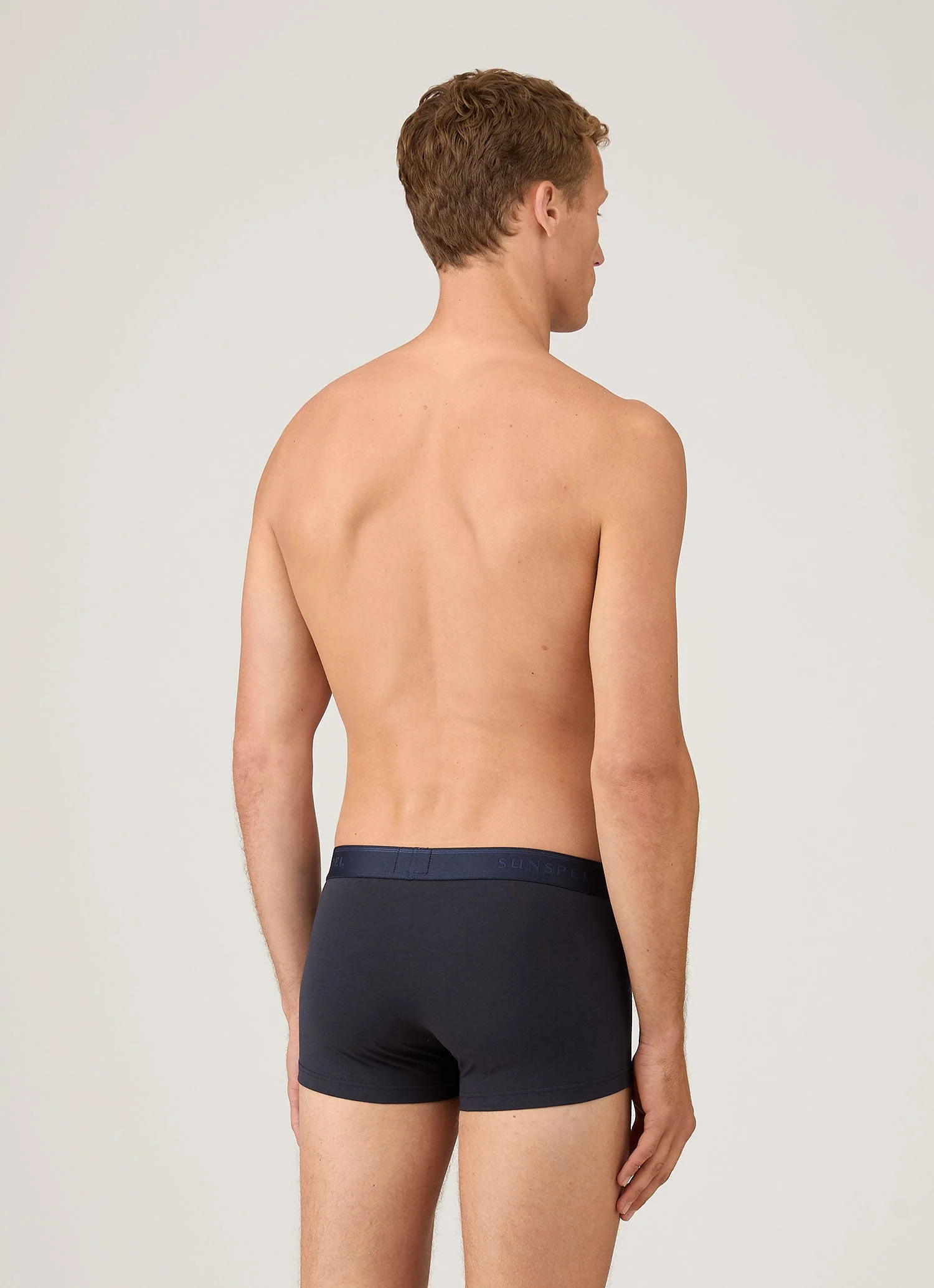 Men's Stretch Cotton Trunks 3-Pack in Navy - Image 3