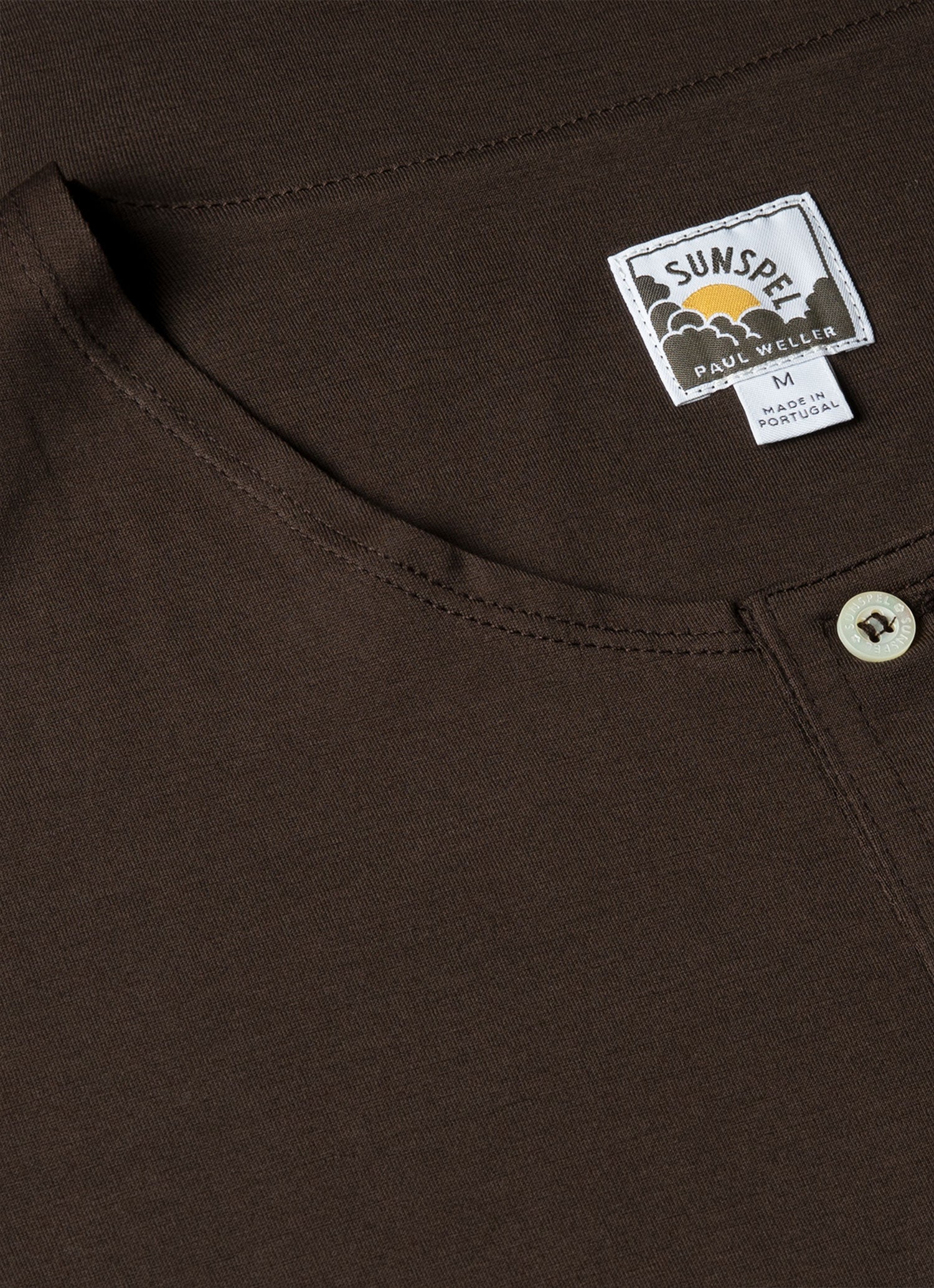 Men's Sunspel x Paul Weller Henley in Dark Brown - Image 4