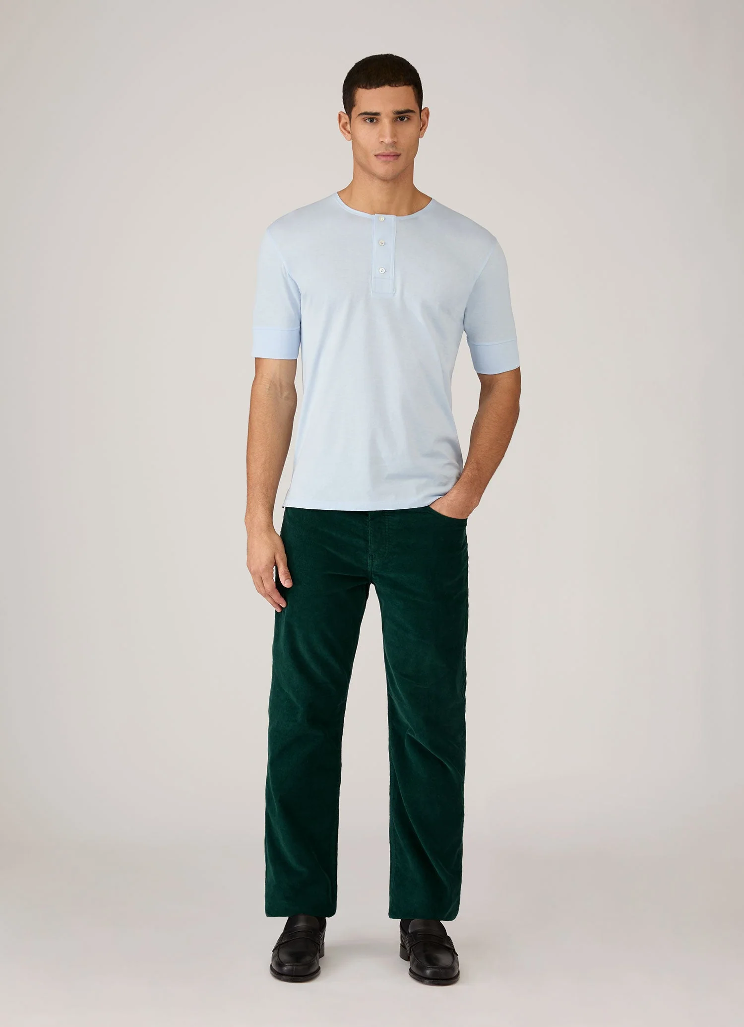 Men's Sunspel x Paul Weller Henley in Ice Blue - Image 3