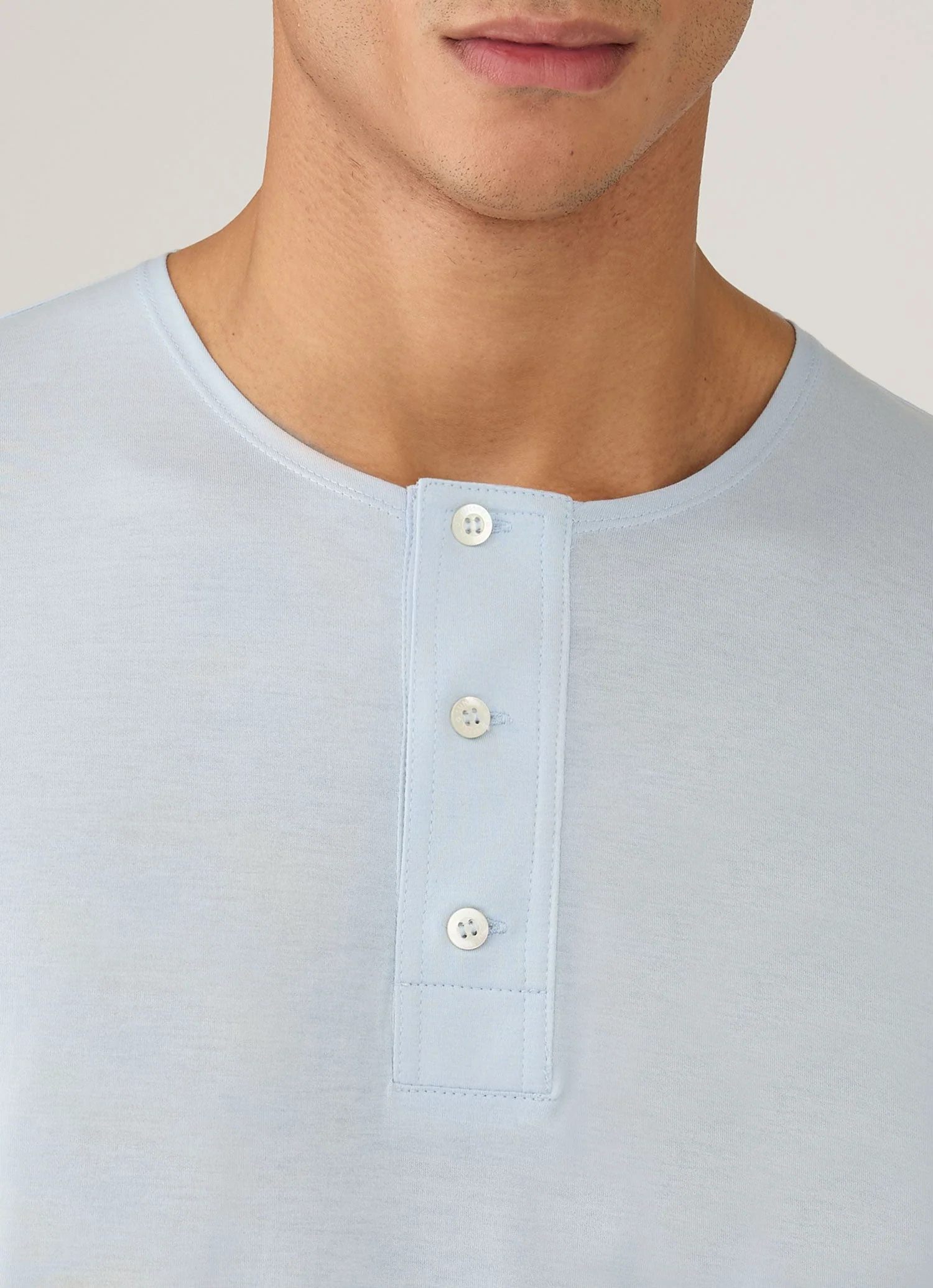 Men's Sunspel x Paul Weller Henley in Ice Blue - Image 6
