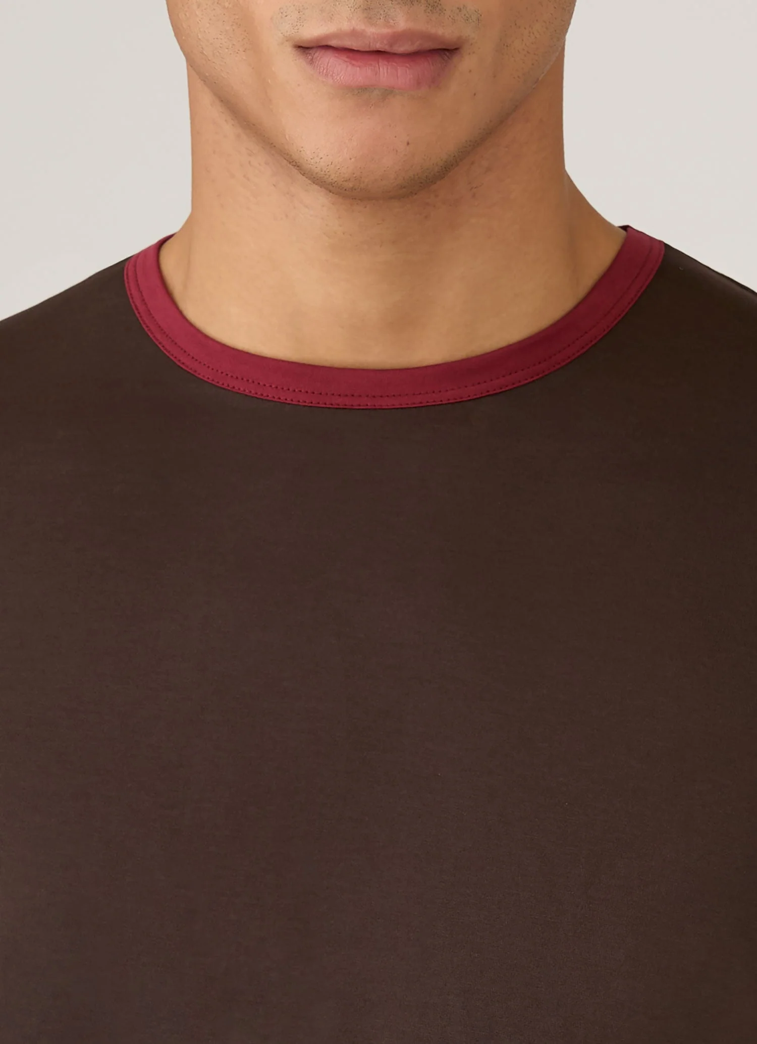 Men's Sunspel x Paul Weller Ringer T-shirt in Dark Brown - Image 6