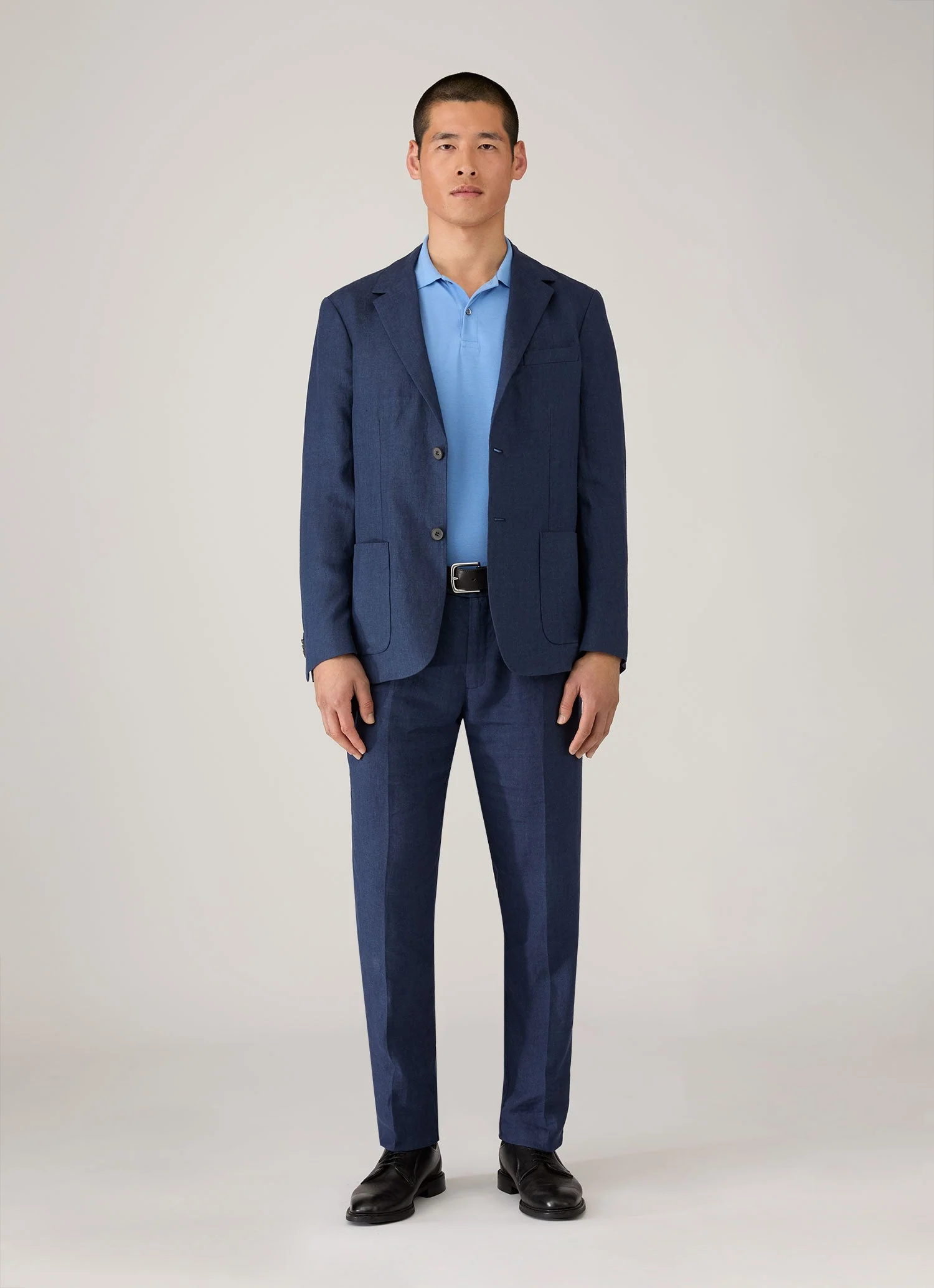 Men's Piqué Polo Shirt in Azure Blue - Image 3