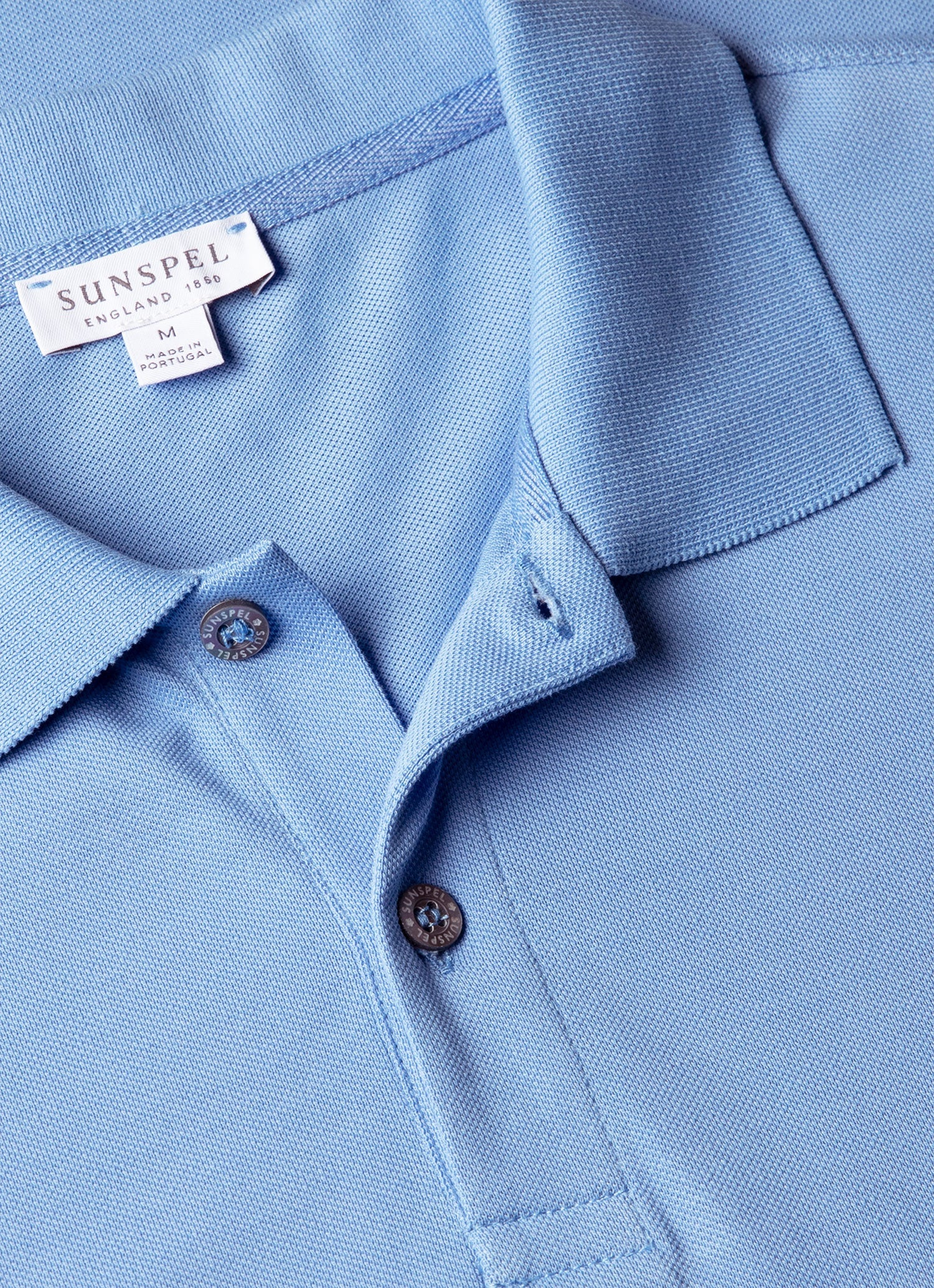 Men's Piqué Polo Shirt in Azure Blue - Image 4