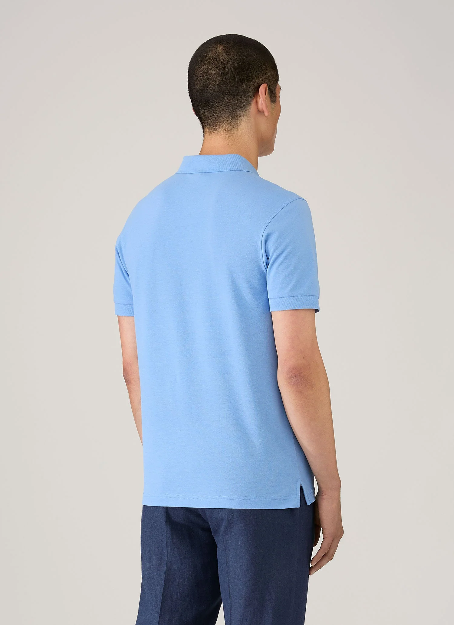 Men's Piqué Polo Shirt in Azure Blue - Image 5