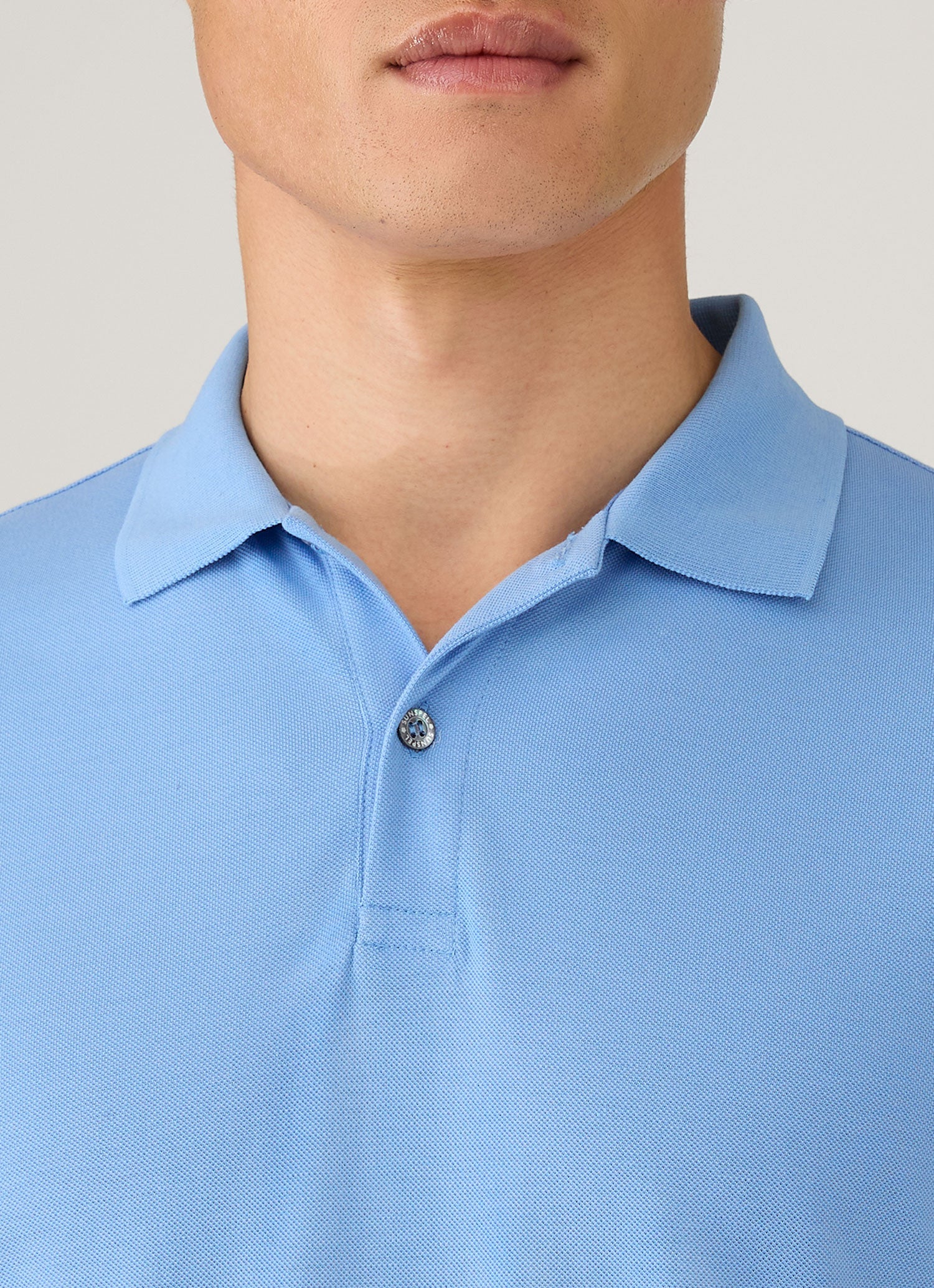 Men's Piqué Polo Shirt in Azure Blue - Image 6