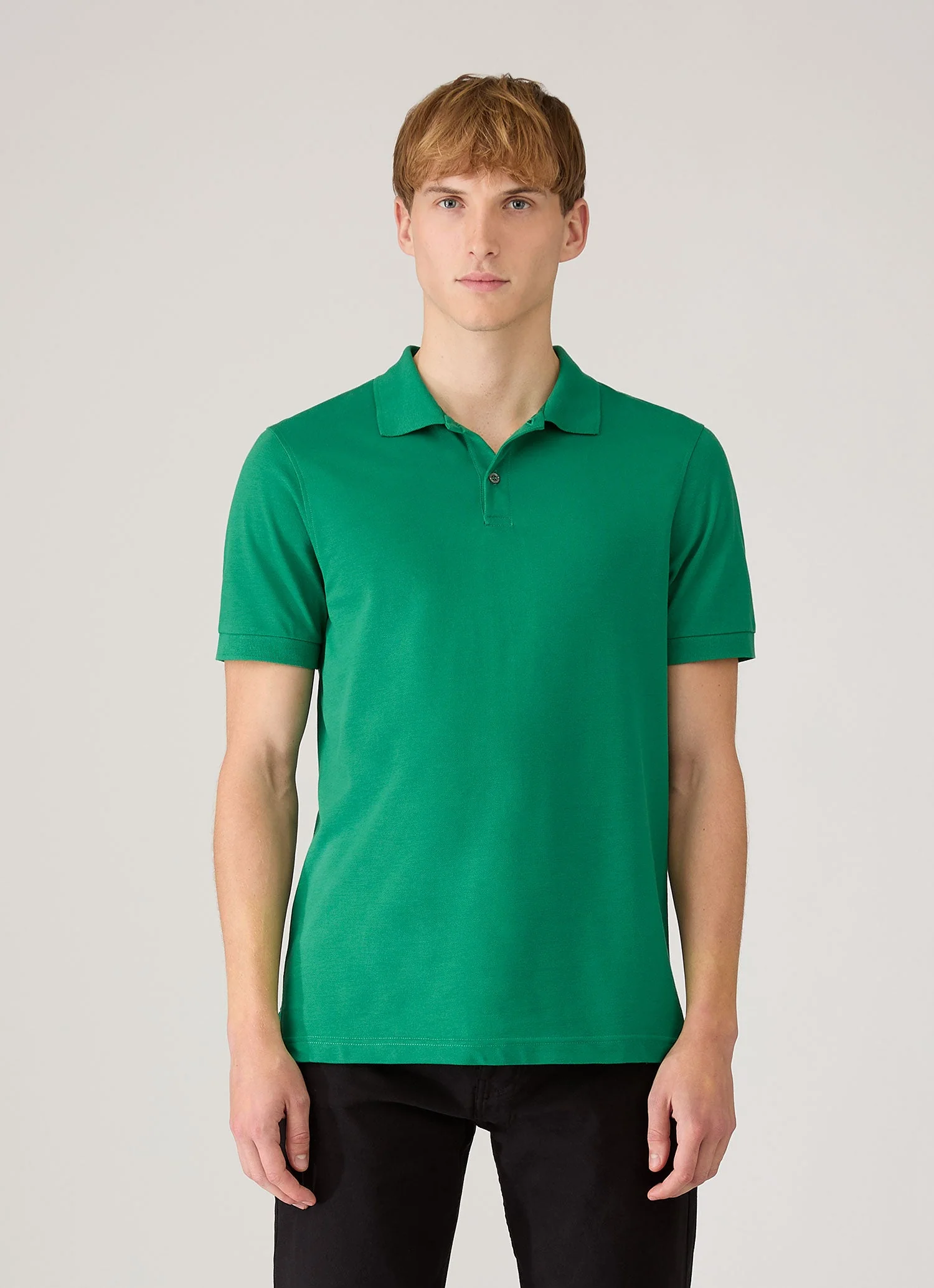 Men's Piqué Polo Shirt in Bright Green - Image 2