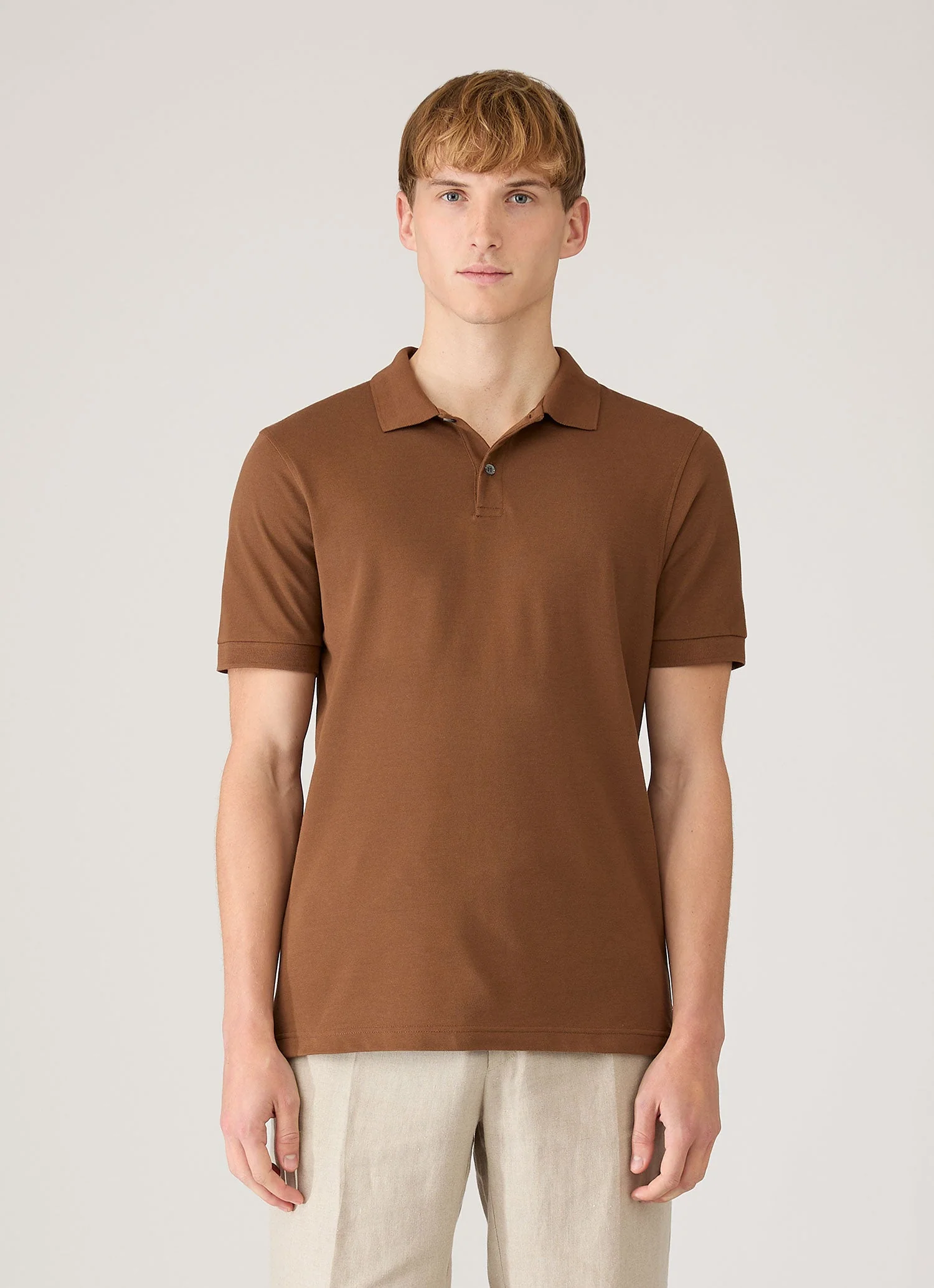 Men's Piqué Polo Shirt in Bronze - Image 2