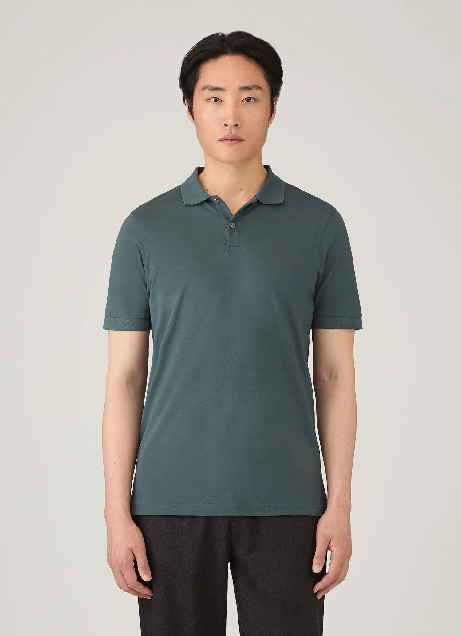 Men's Piqué Polo Shirt in Dark Petrol - Image 2