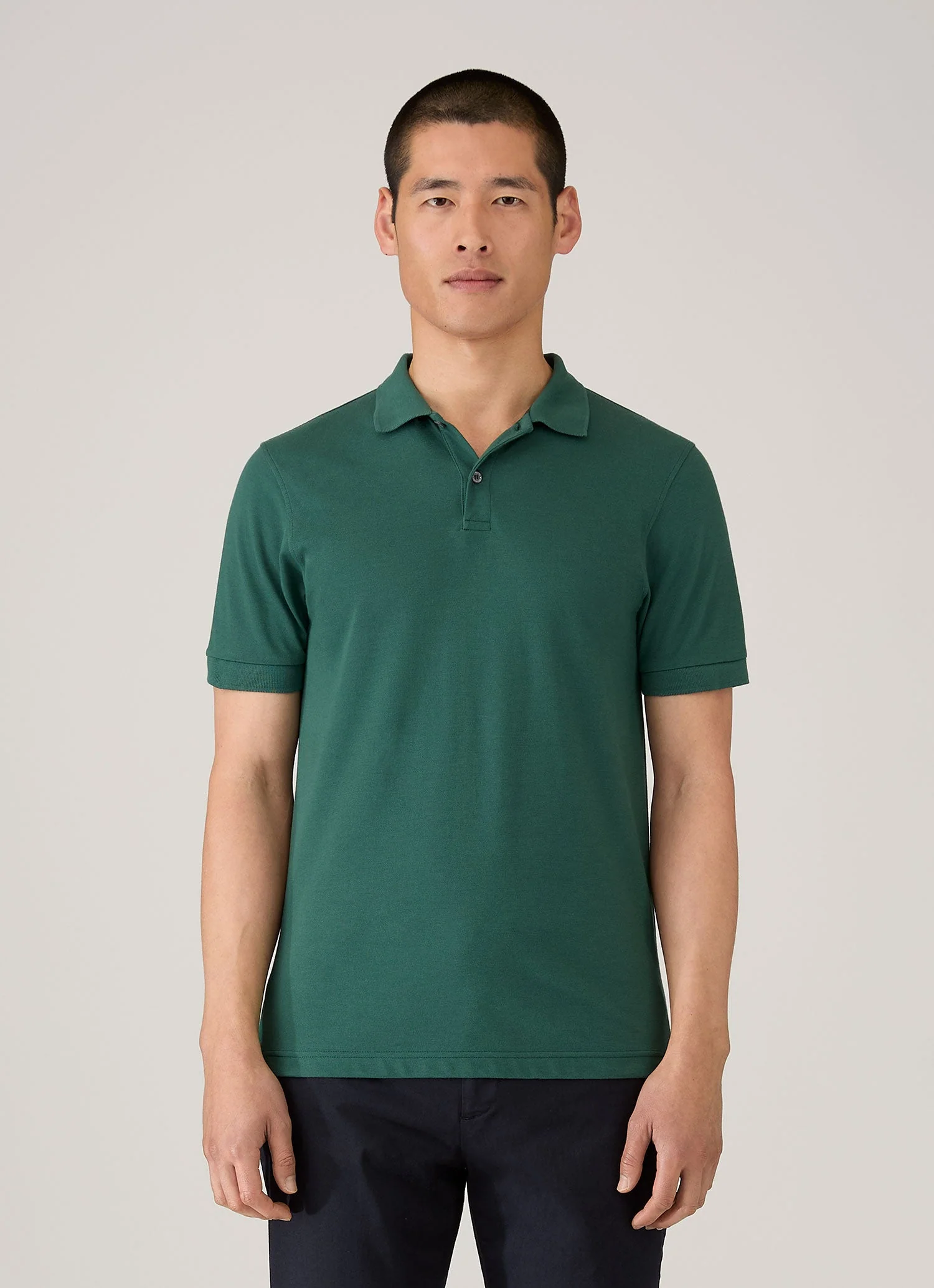 Men's Piqué Polo Shirt in Forest - Image 2
