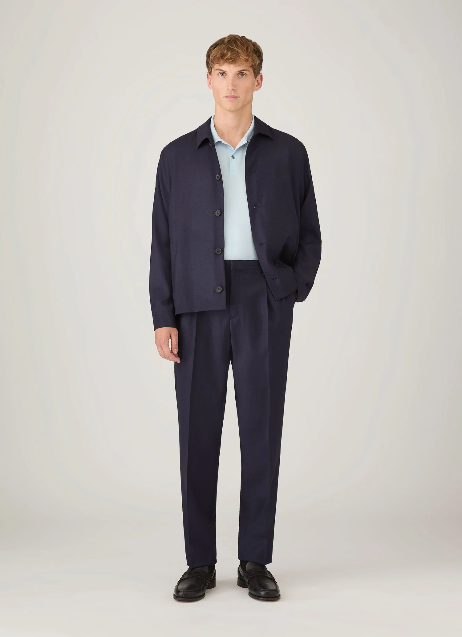 Men's Piqué Polo Shirt in Frost Blue - Image 3