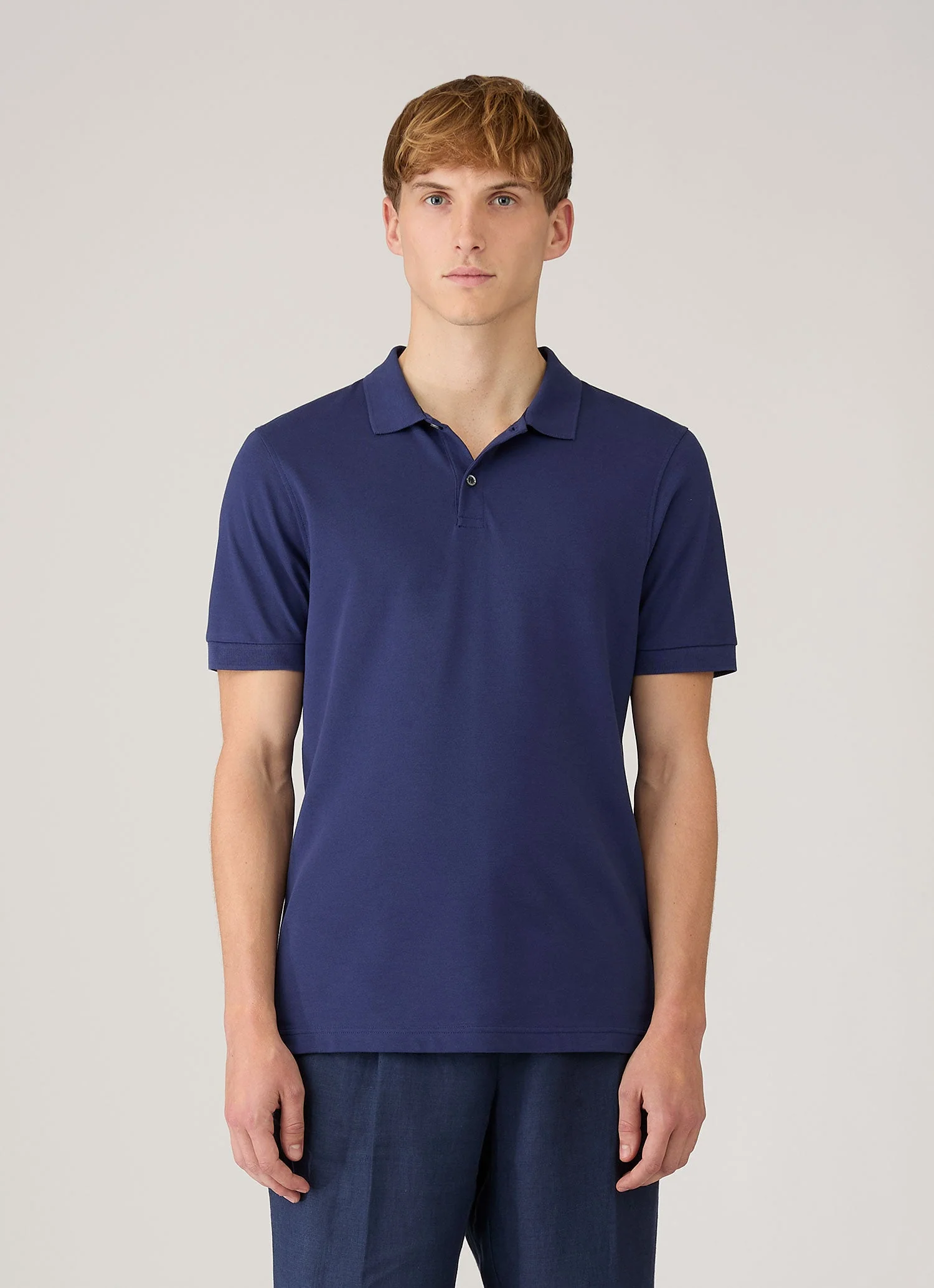 Men's Piqué Polo Shirt in Ink Blue - Image 2
