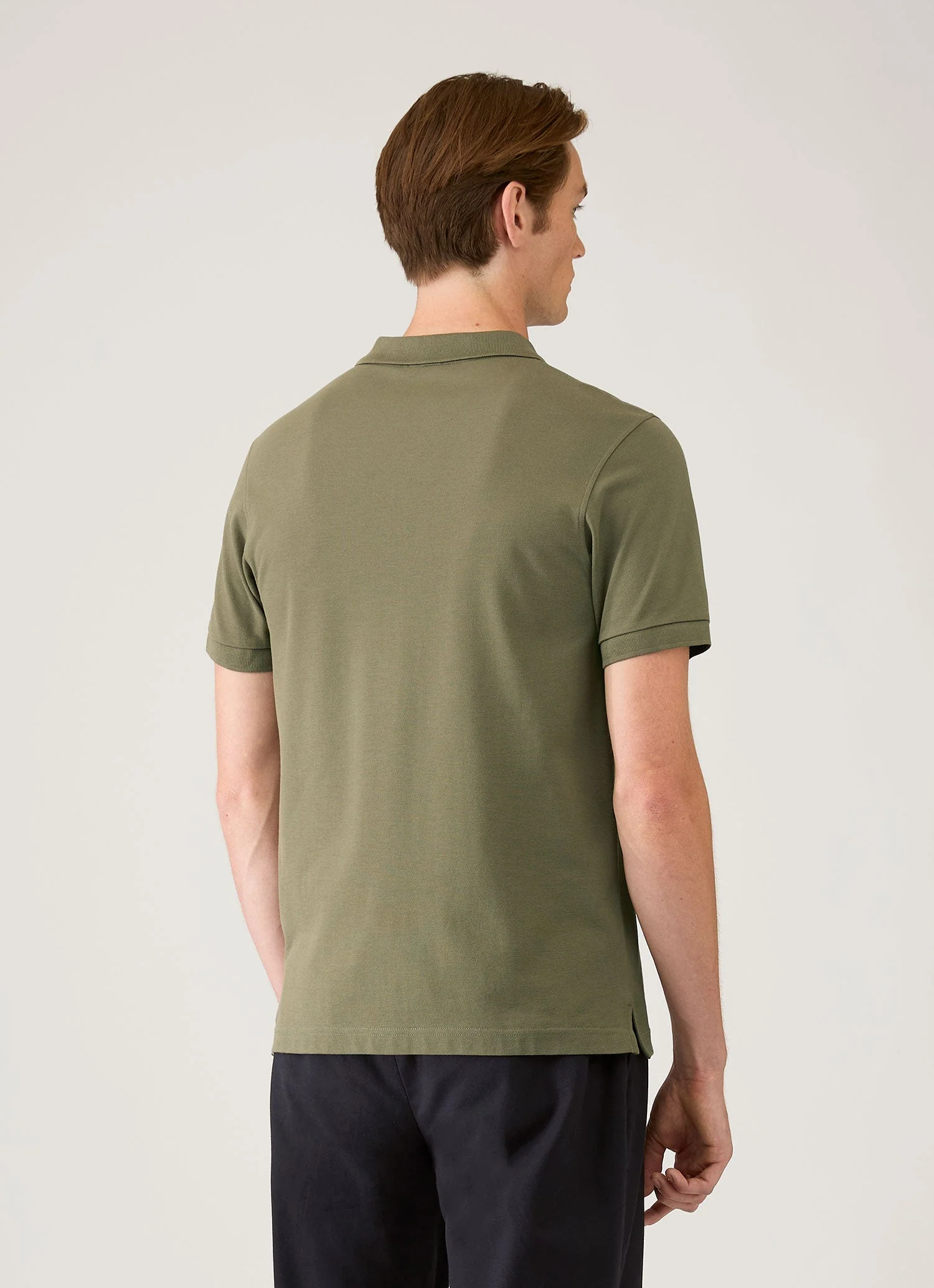 Men's Piqué Polo Shirt in Khaki - Image 5