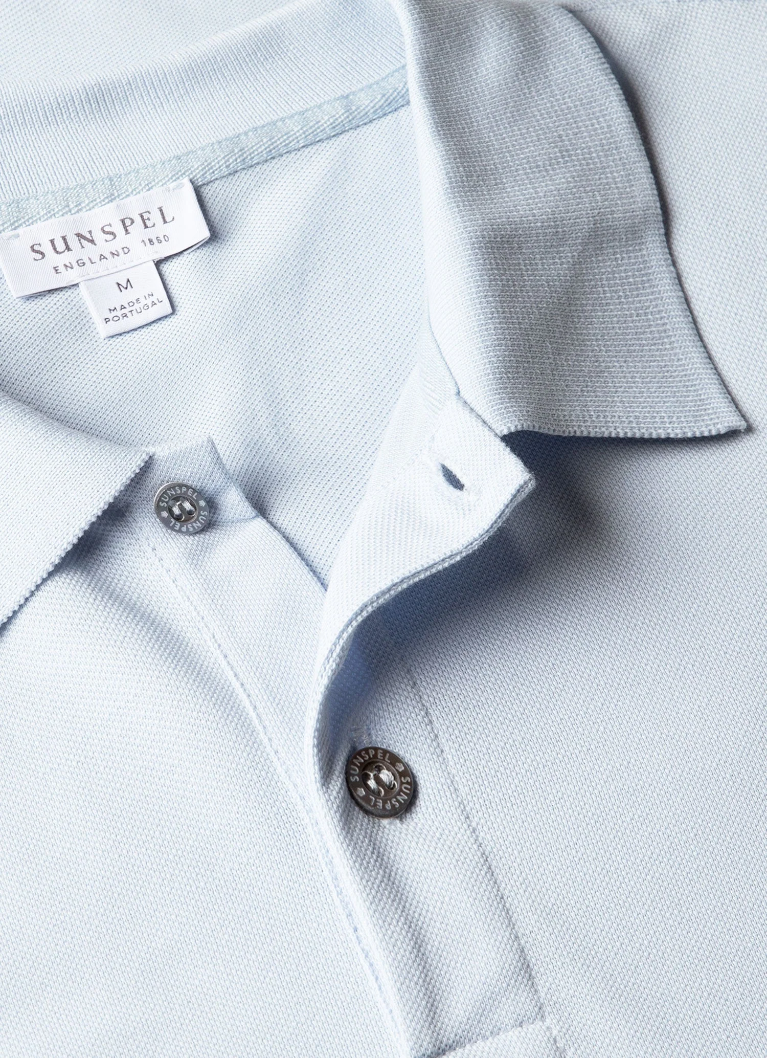 Men's Piqué Polo Shirt in Pastel Blue - Image 4
