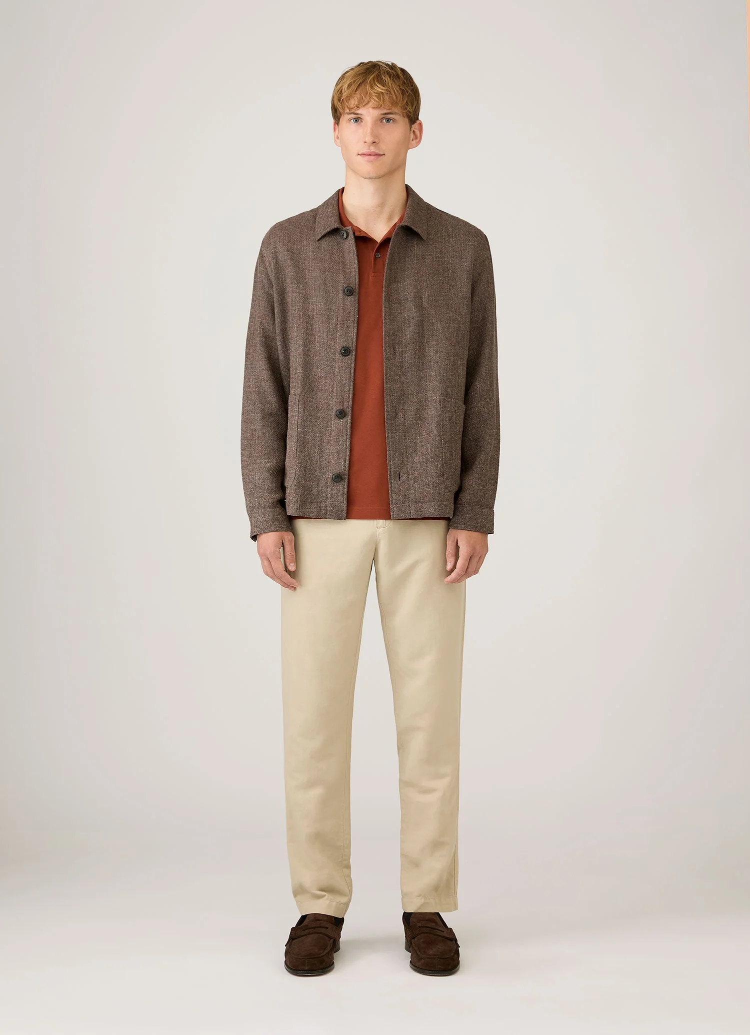 Men's Piqué Polo Shirt in Rust - Image 3