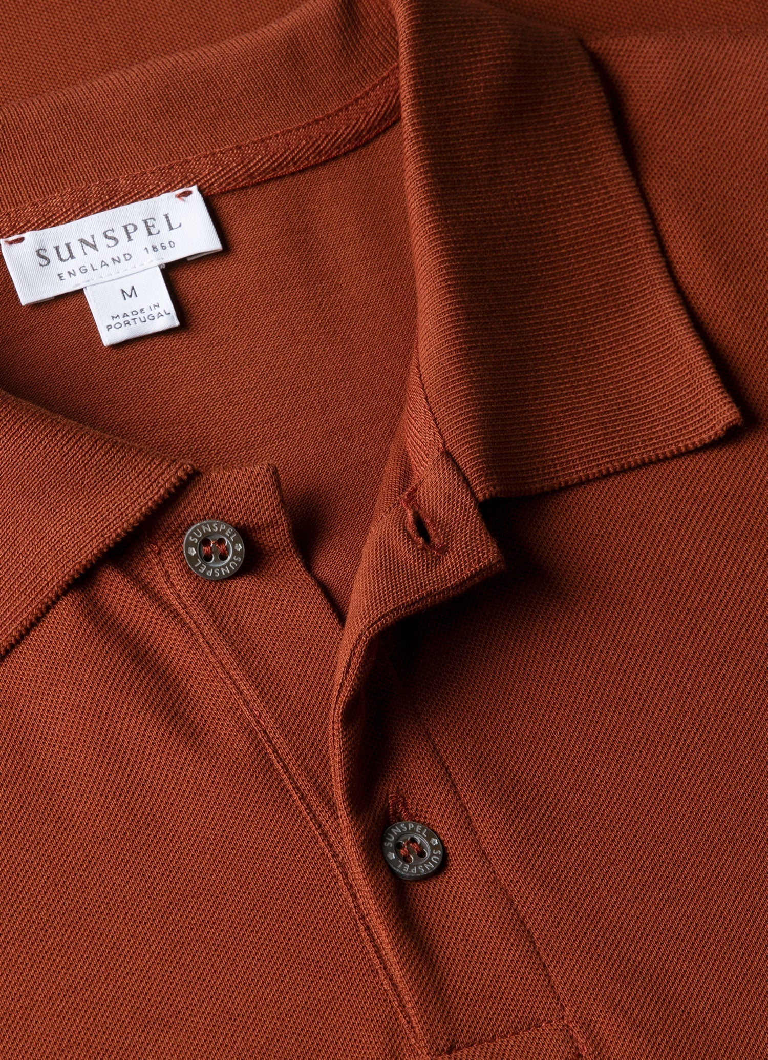 Men's Piqué Polo Shirt in Rust - Image 4